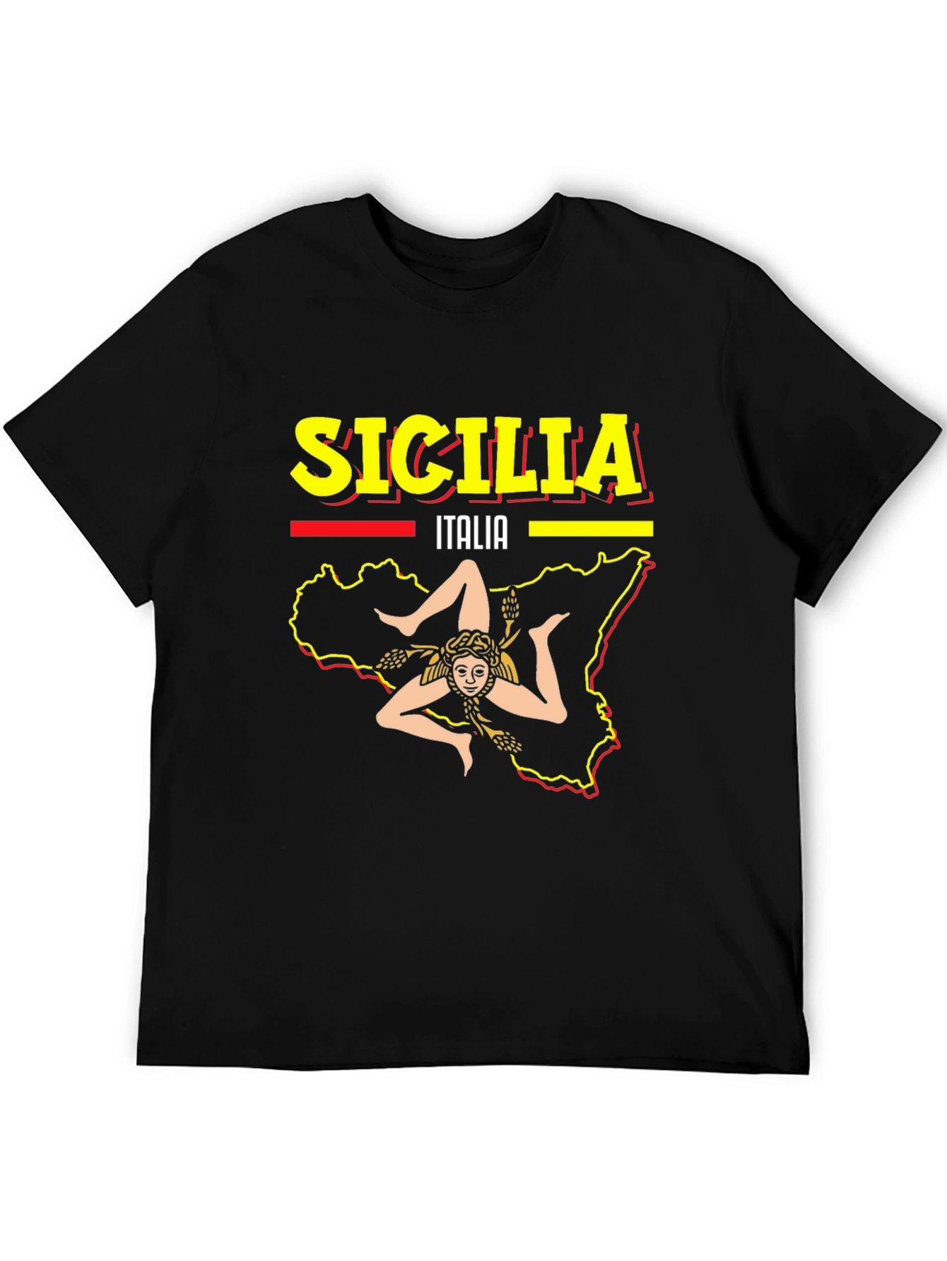 Sicilia Italy Graphic Tee - Mens Black T-Shirt
