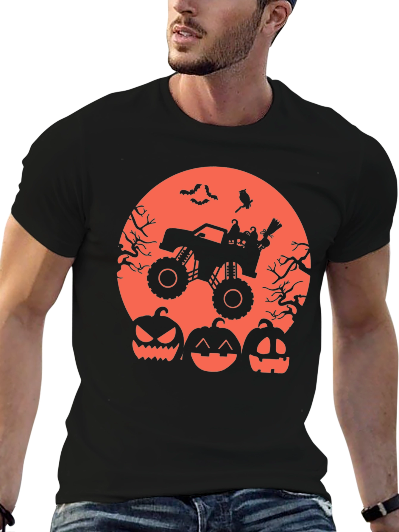 Halloween Monster Truck Pumpkin Graphic Tee