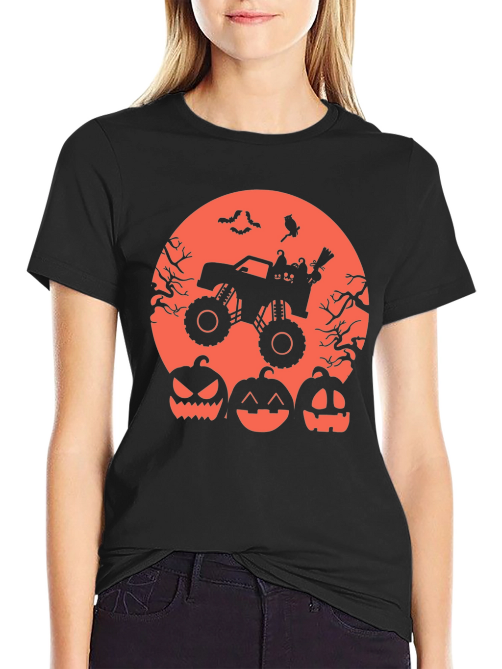 Halloween Monster Truck Pumpkin Graphic Tee