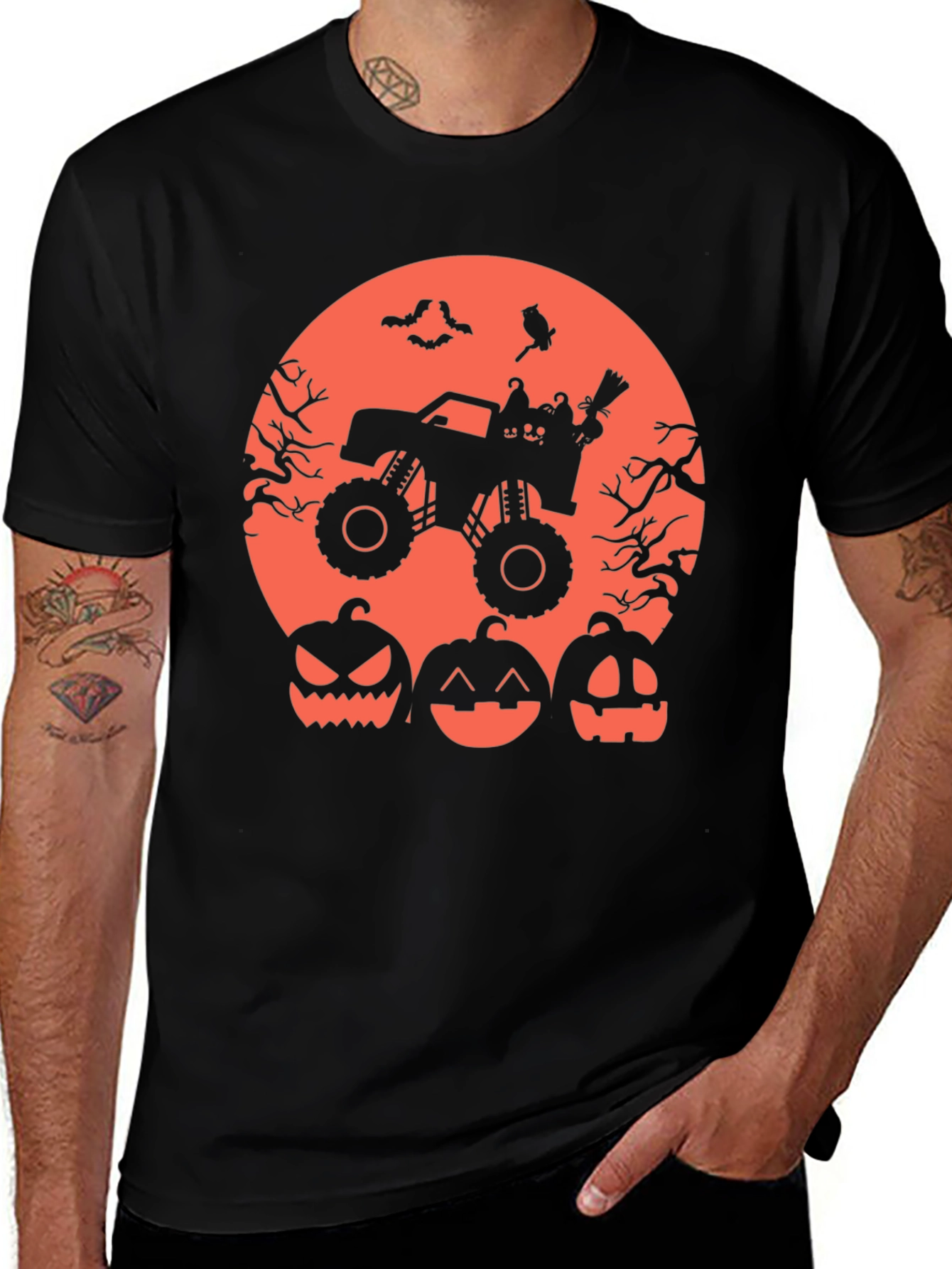 Halloween Monster Truck Pumpkin Graphic Tee