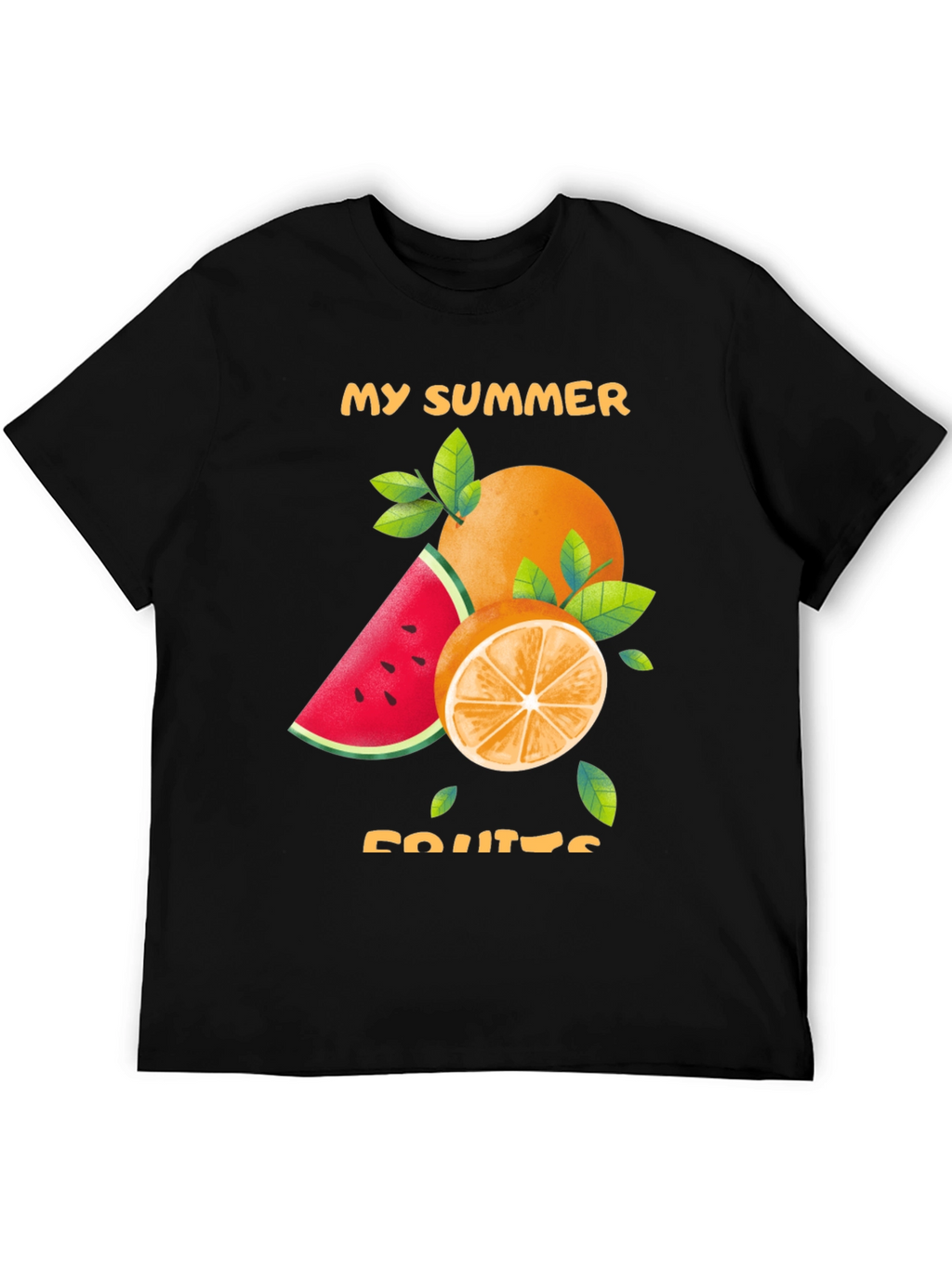 Summer Fruits Graphic Tee - Stylish Black T-Shirt