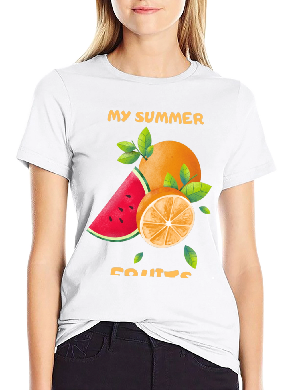 Summer Fruits Graphic Tee - Stylish Black T-Shirt