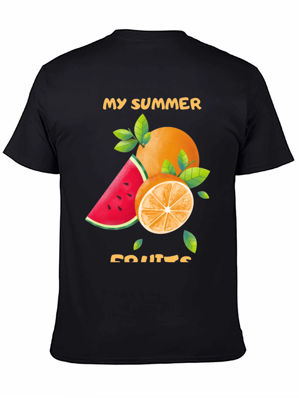 Summer Fruits Graphic Tee - Stylish Black T-Shirt