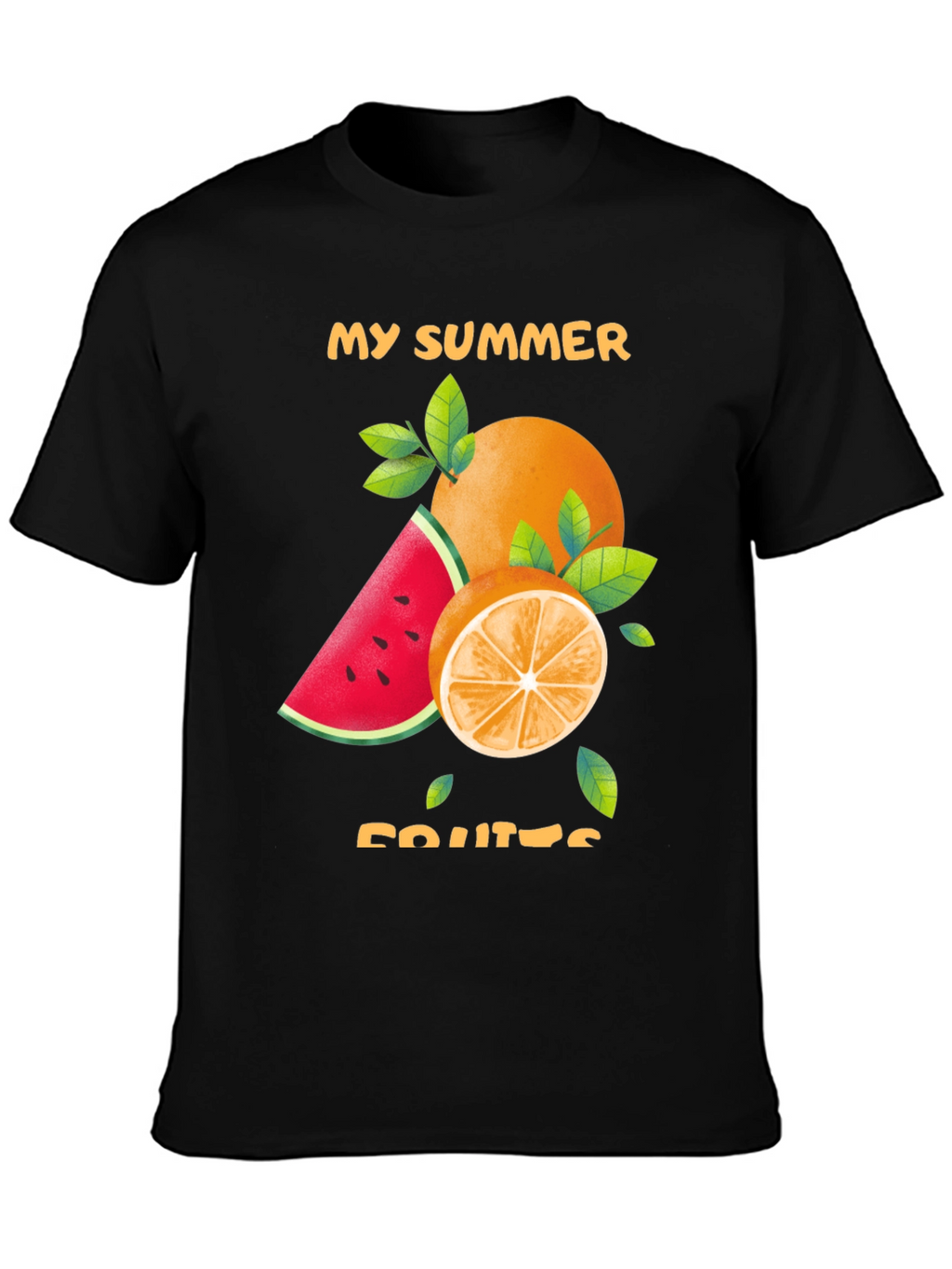 Summer Fruits Graphic Tee - Stylish Black T-Shirt