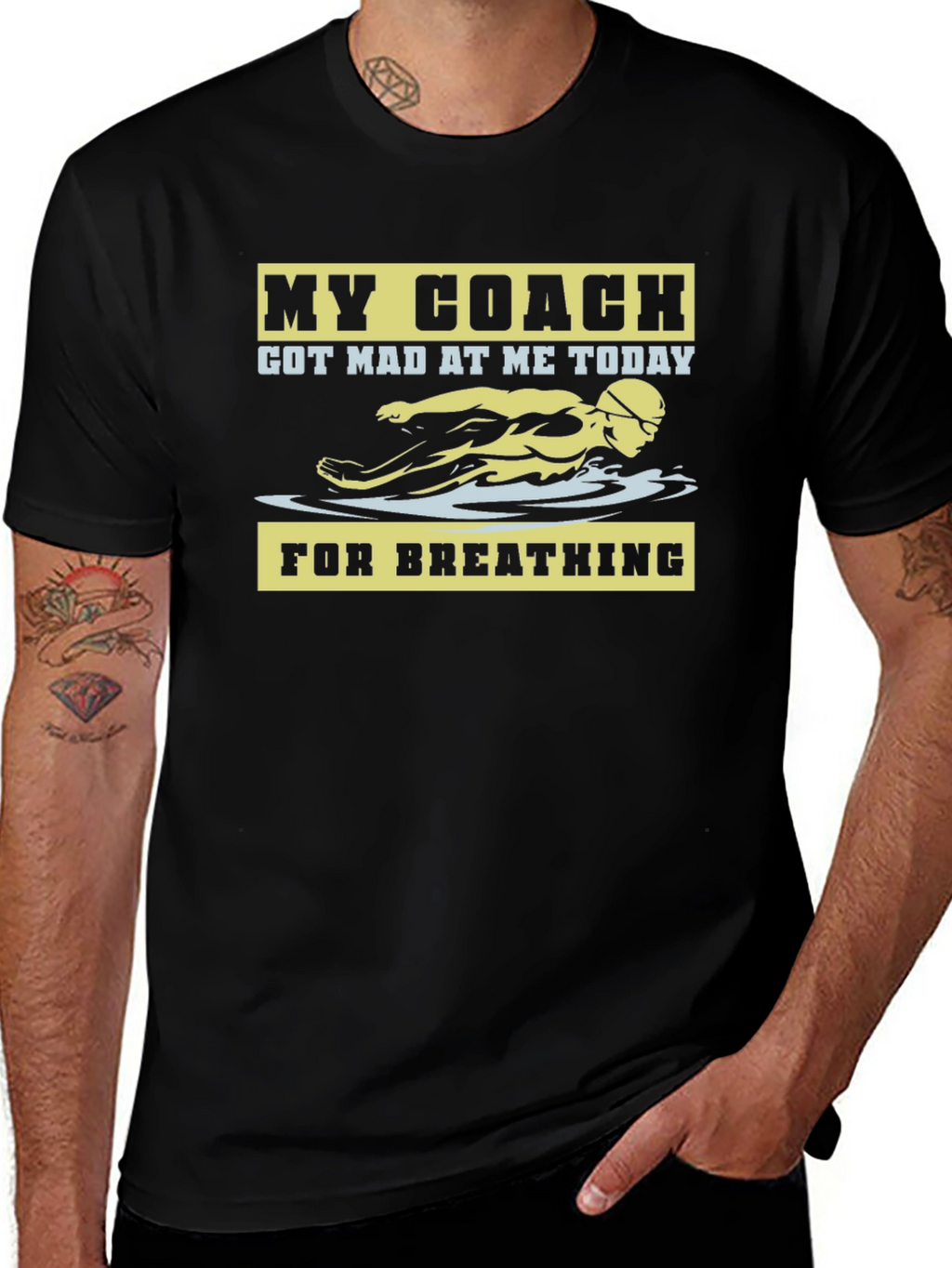Funny Swimming Coach T-Shirt - For Breathing!