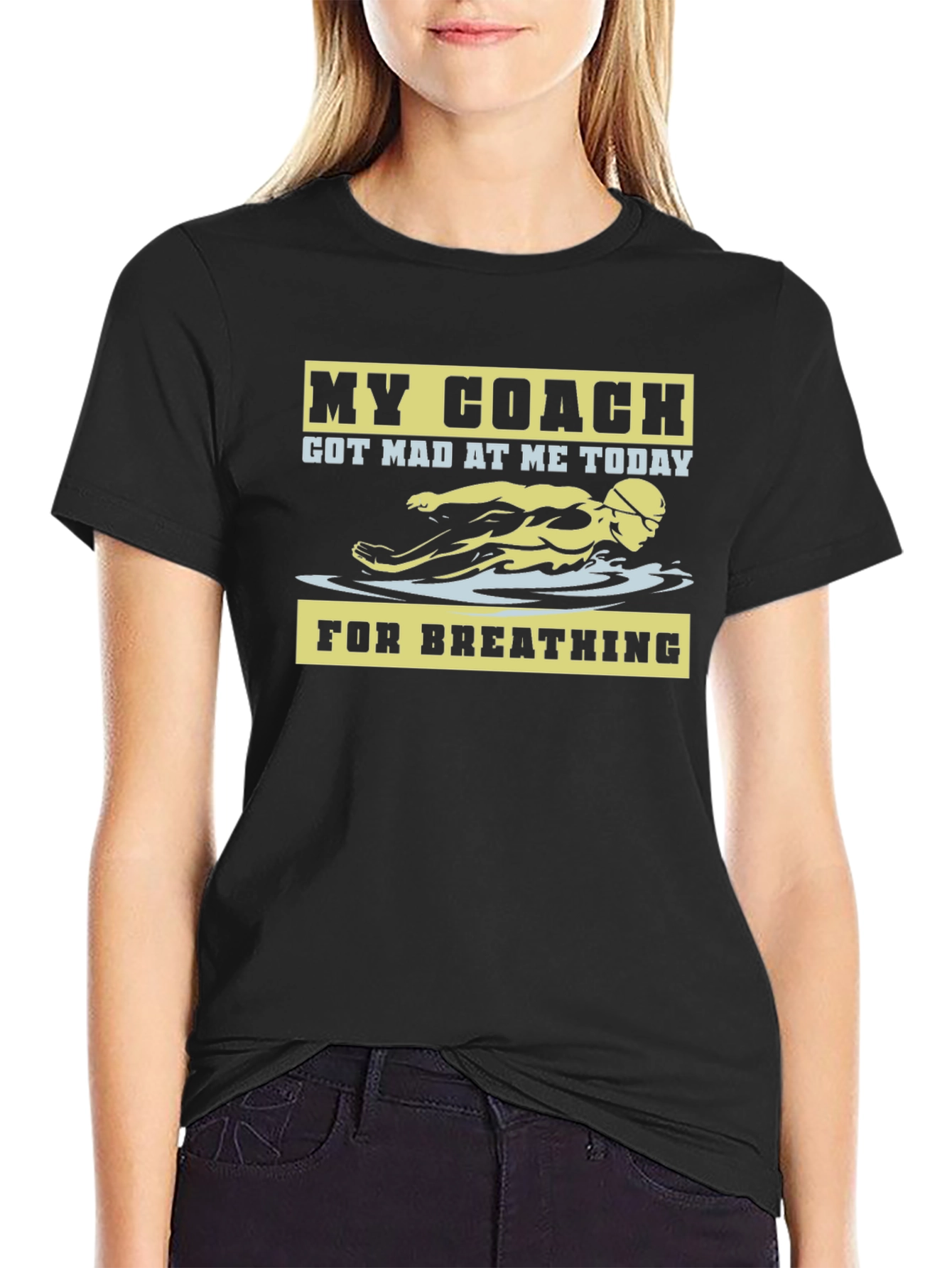 Funny Swimming Coach T-Shirt - For Breathing!