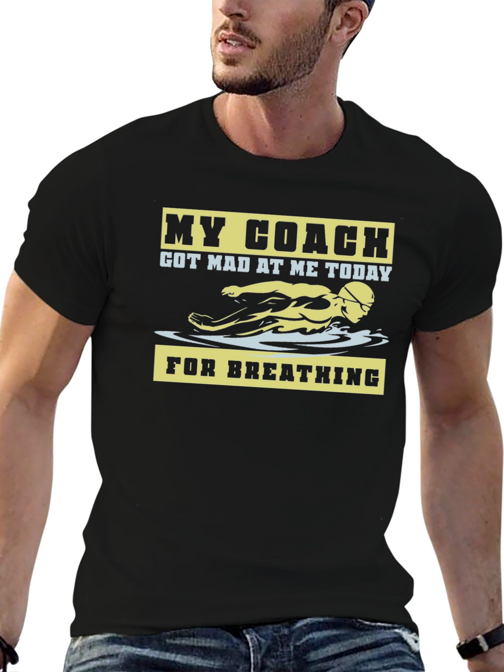 Funny Swimming Coach T-Shirt - For Breathing!