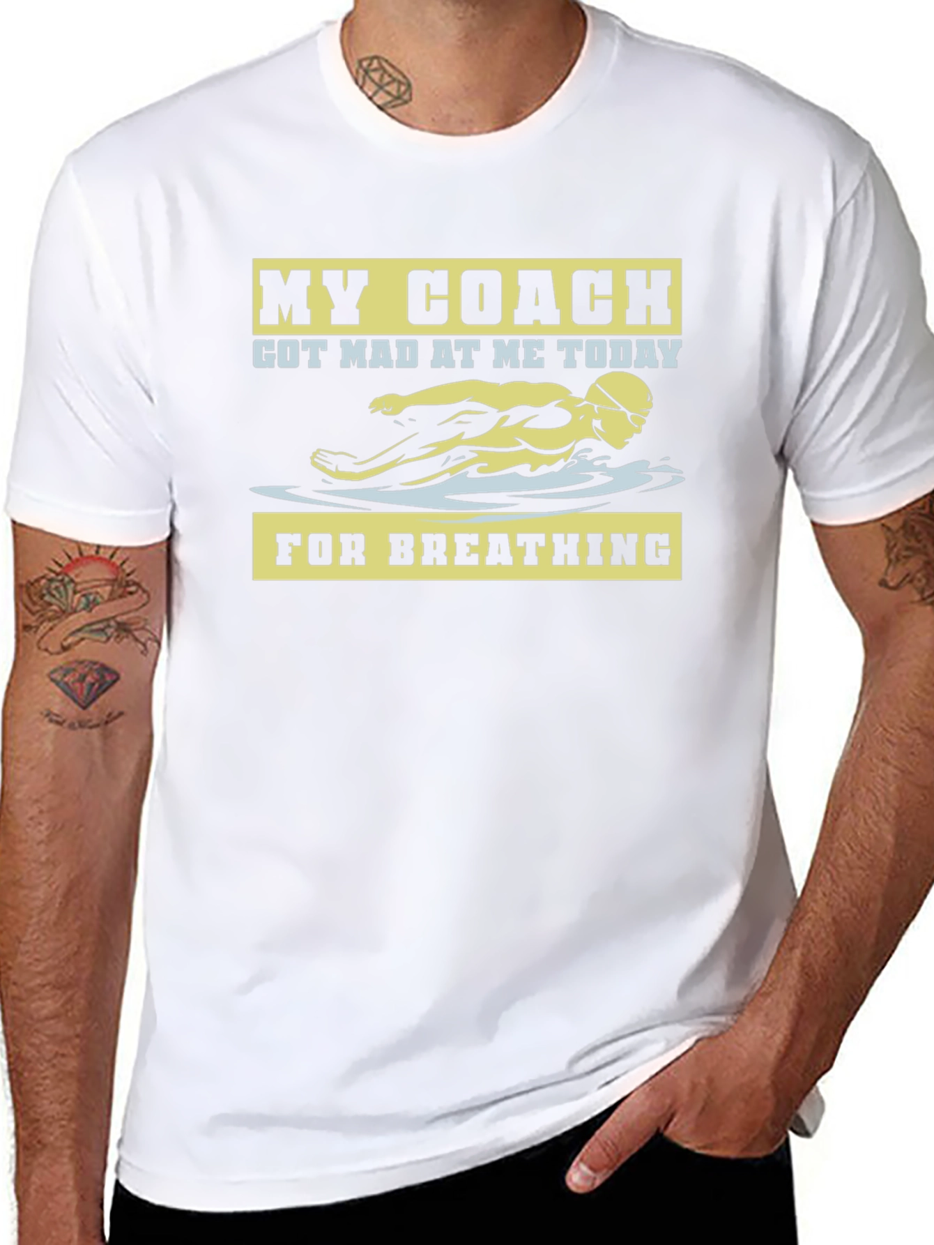 Funny Swimming Coach T-Shirt - For Breathing!