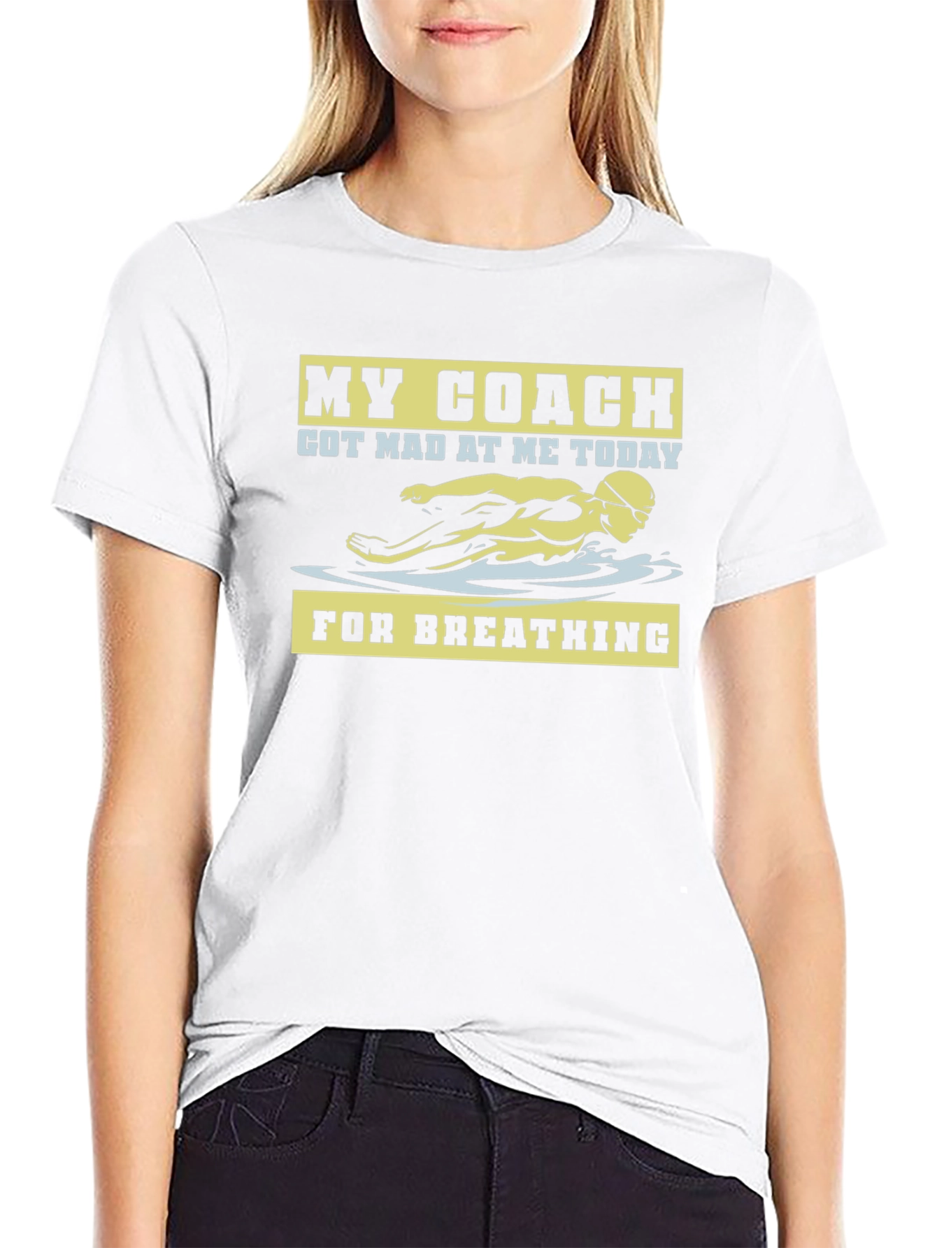 Funny Swimming Coach T-Shirt - For Breathing!