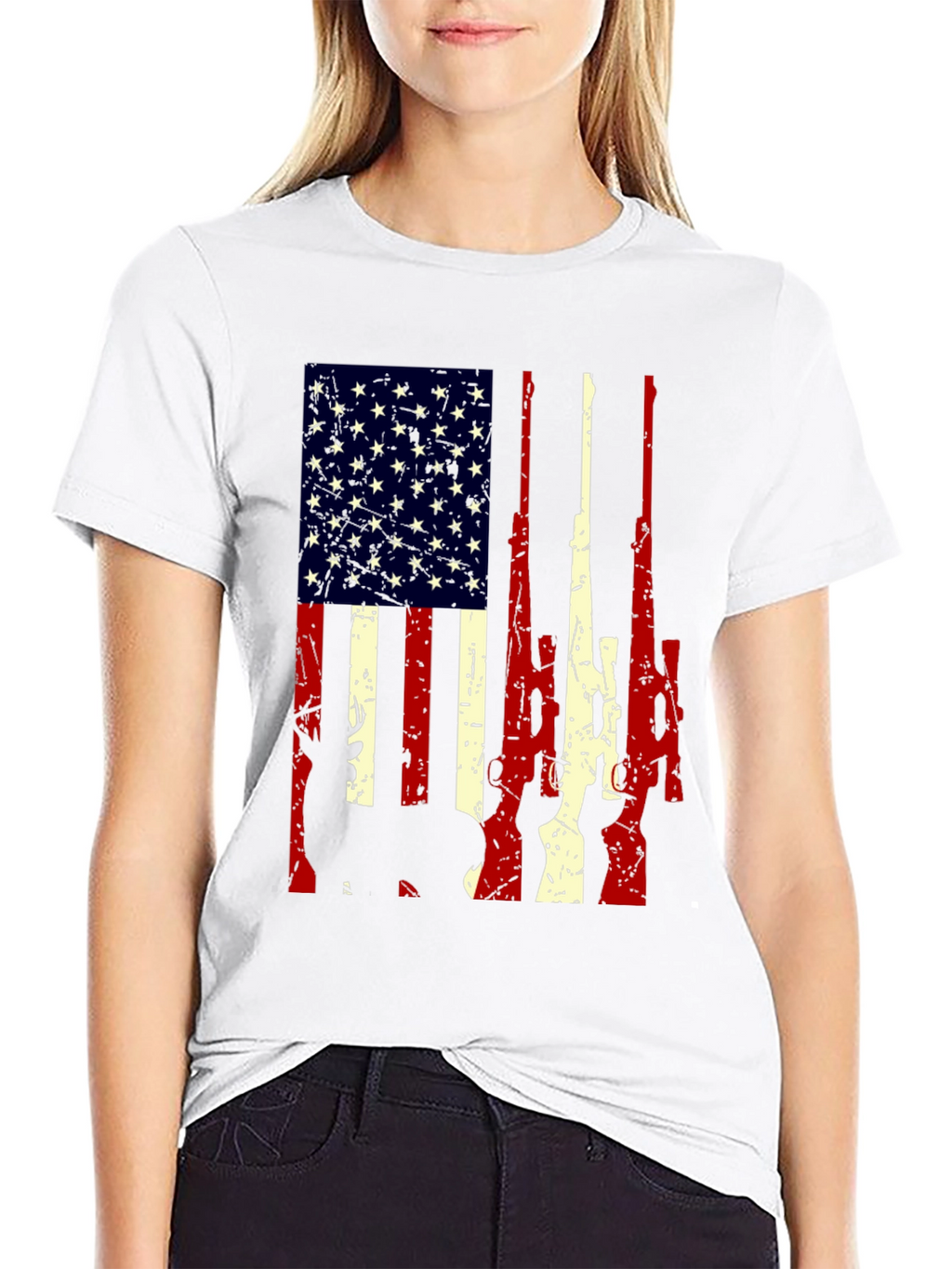 American Flag Rifle Graphic T-Shirt