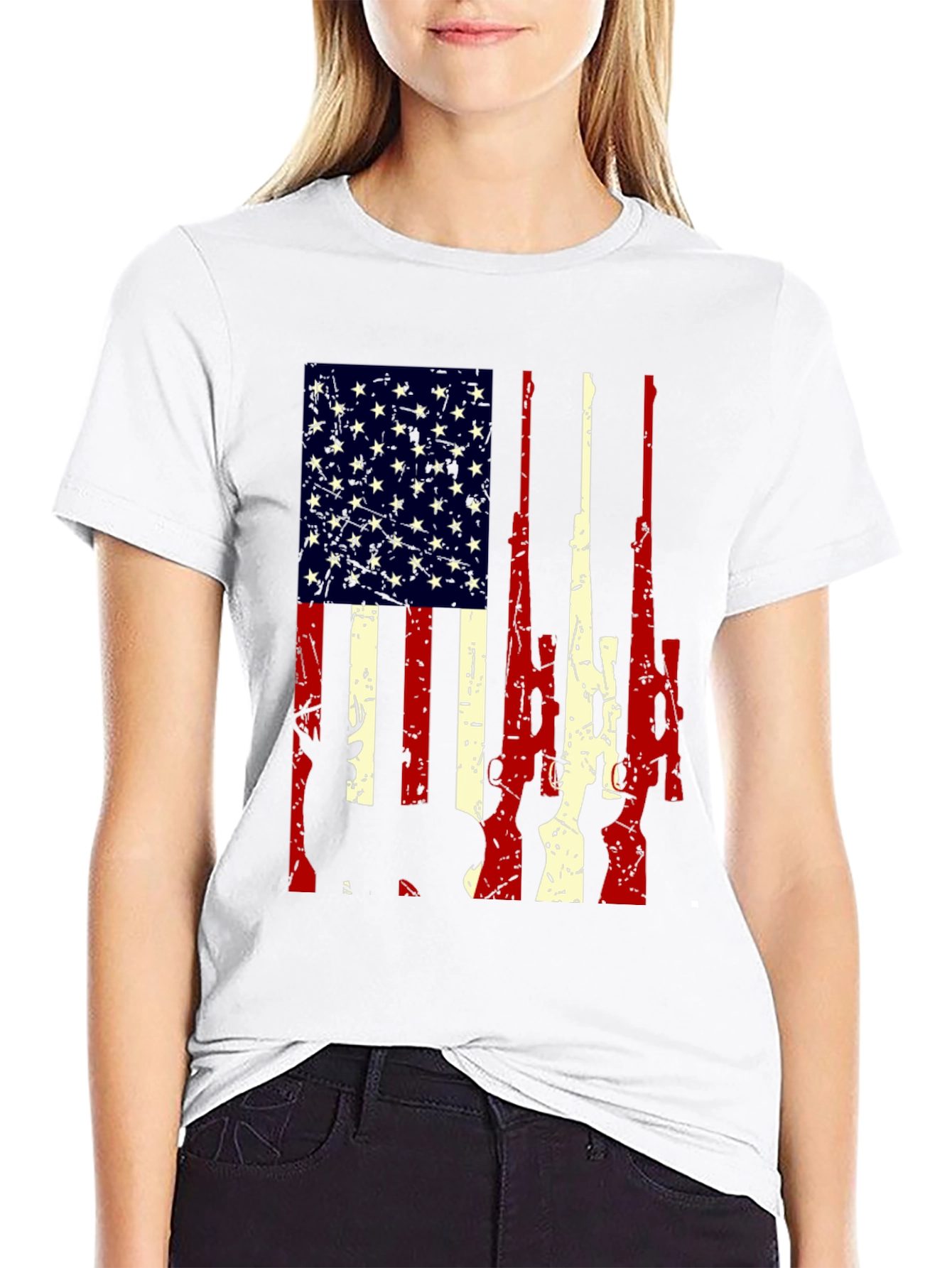 American Flag Rifle Graphic T-Shirt
