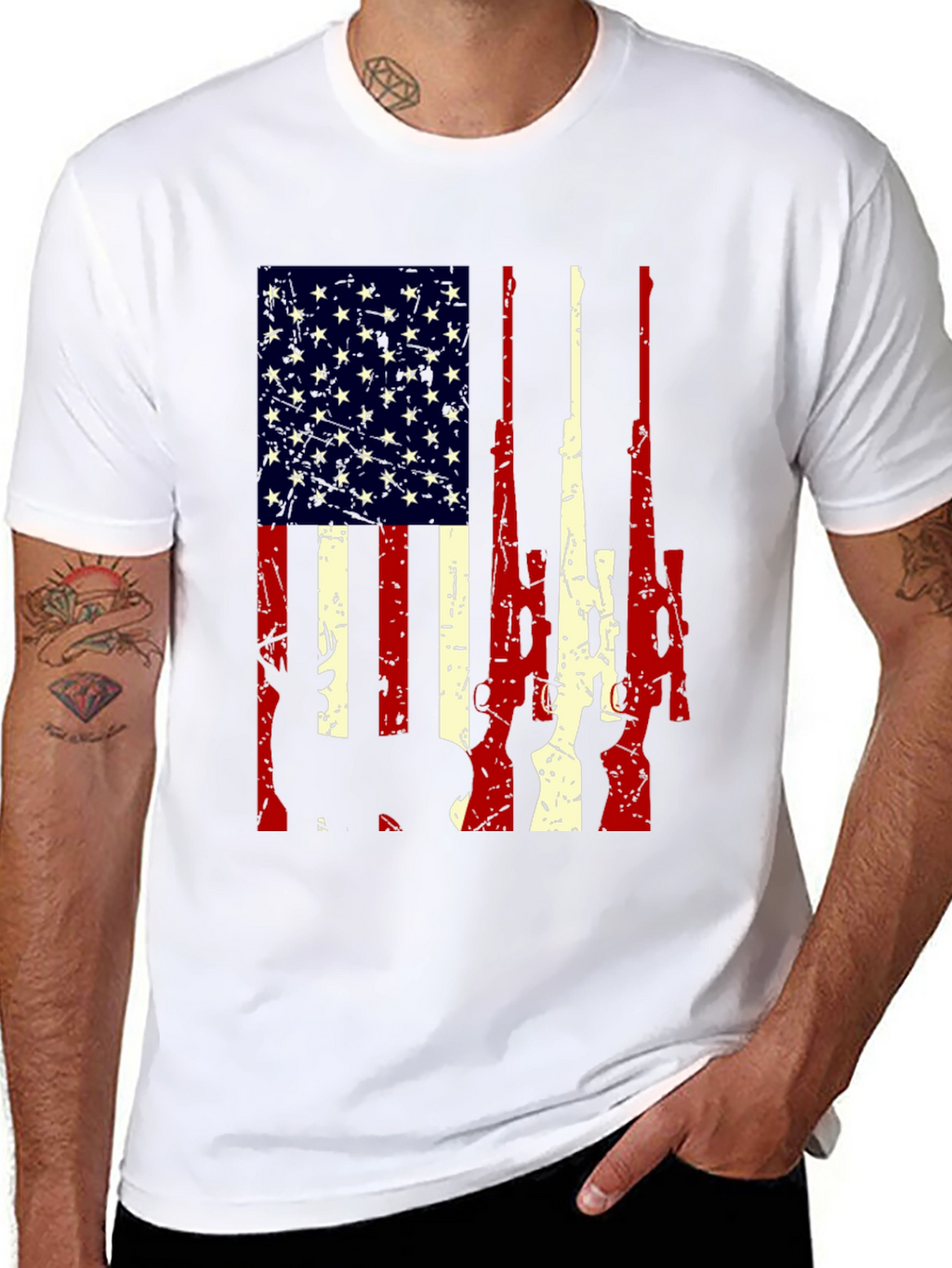 American Flag Rifle Graphic T-Shirt