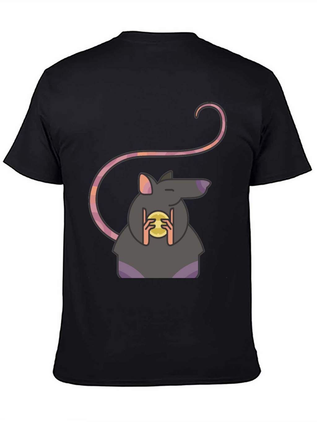 Rat Holding Cheese Graphic Tee - Black Casual Shirt