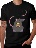 Rat Holding Cheese Graphic Tee - Black Casual Shirt