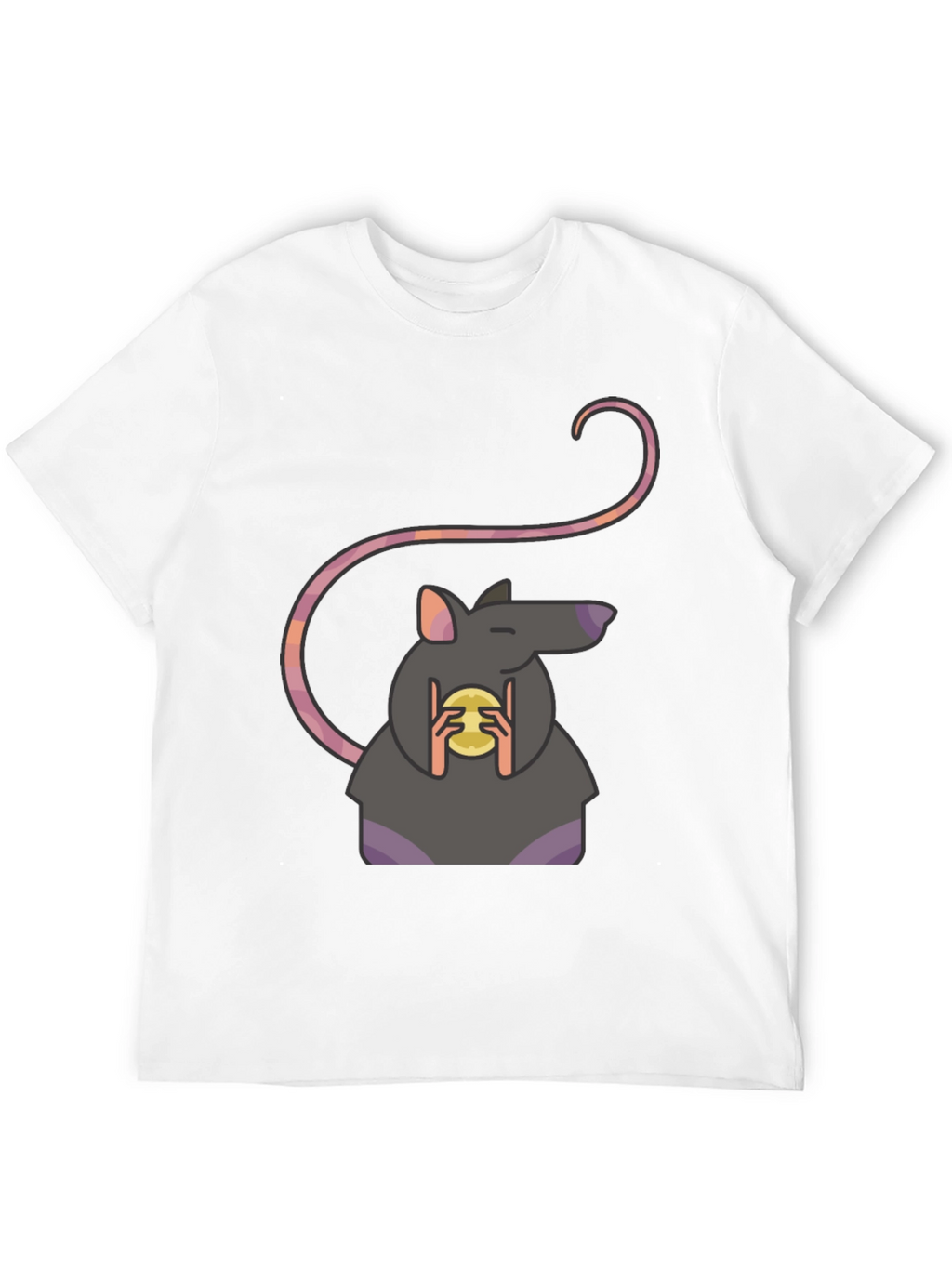 Rat Holding Cheese Graphic Tee - Black Casual Shirt