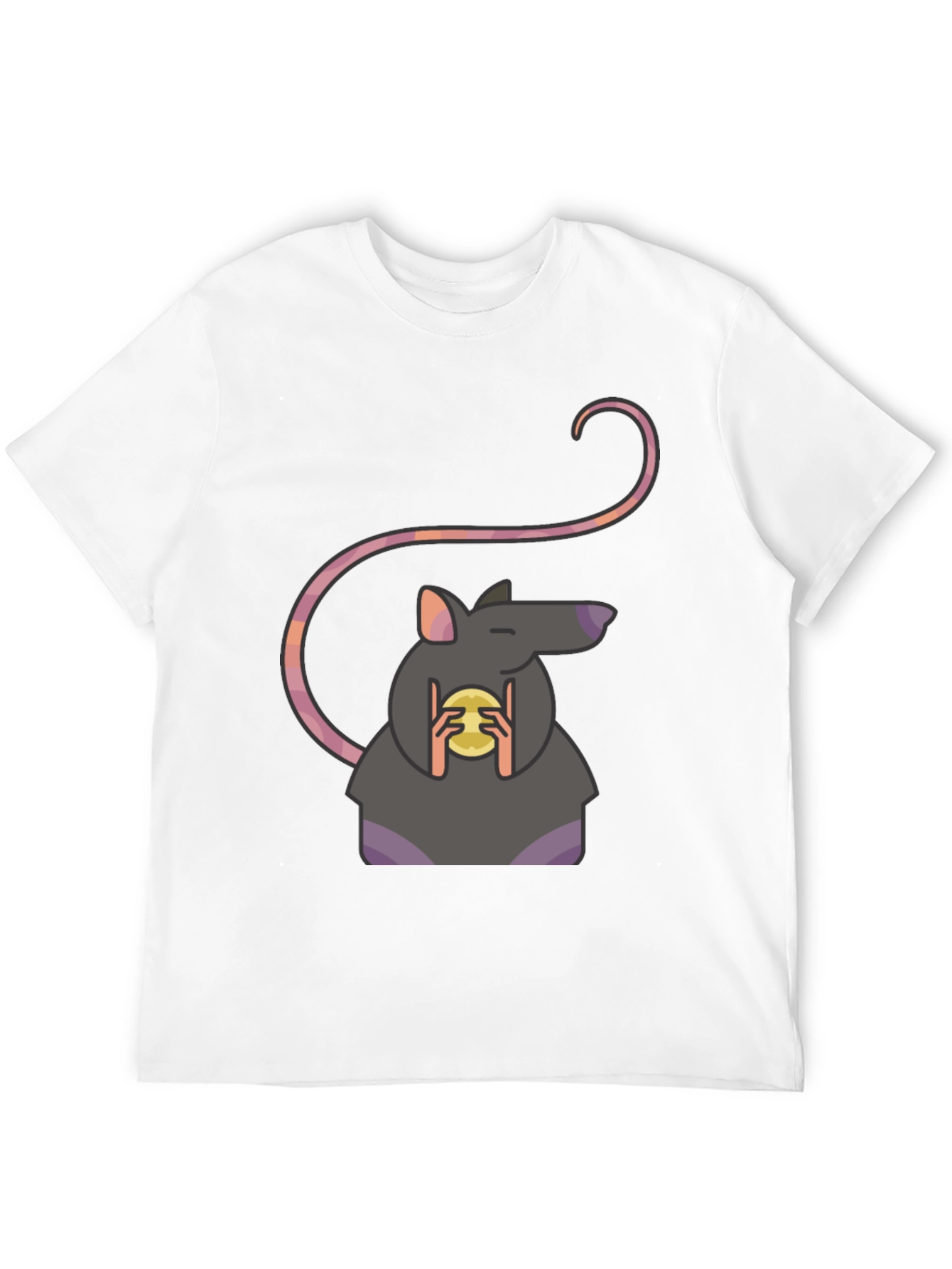 Rat Holding Cheese Graphic Tee - Black Casual Shirt