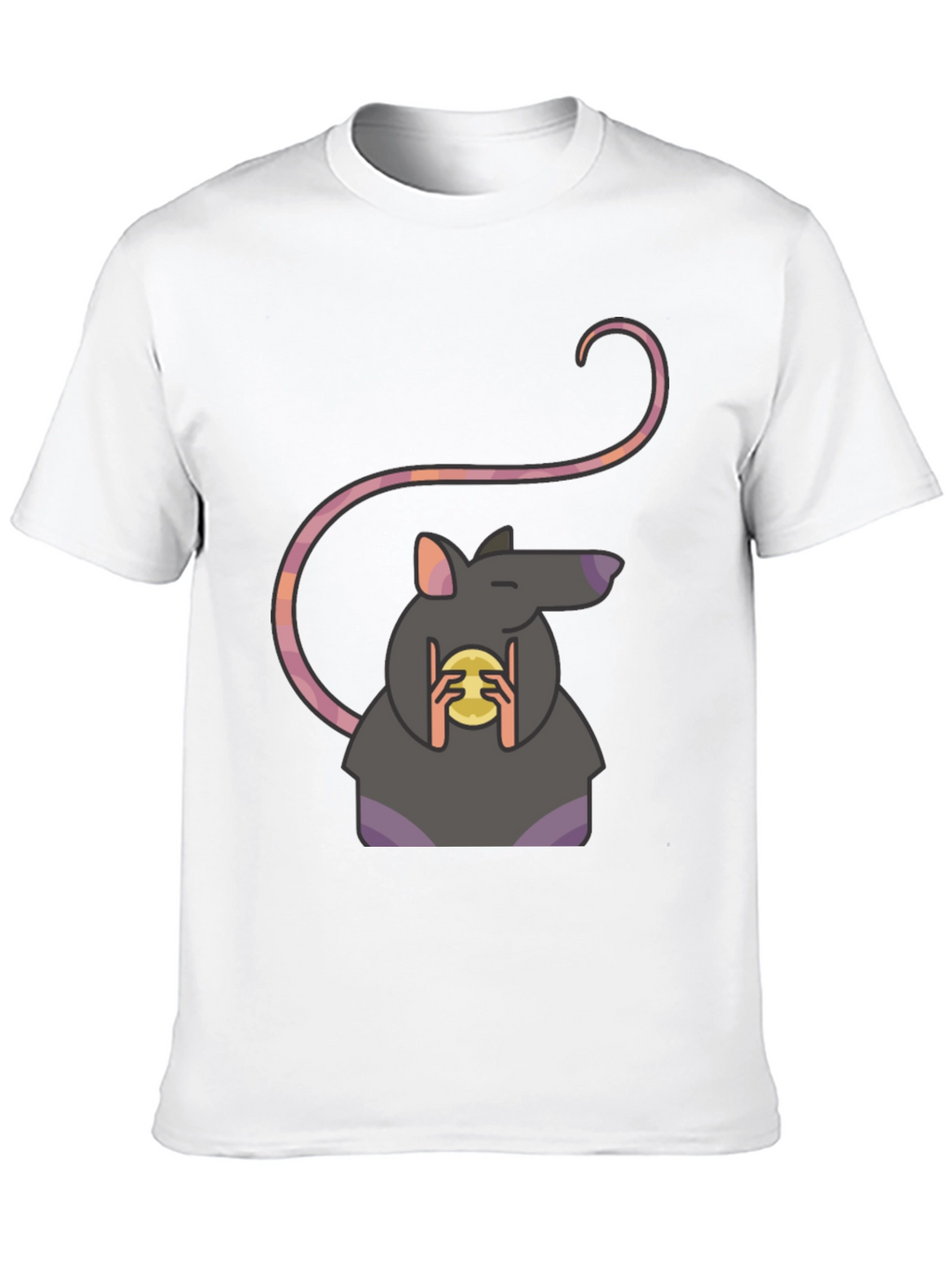 Rat Holding Cheese Graphic Tee - Black Casual Shirt