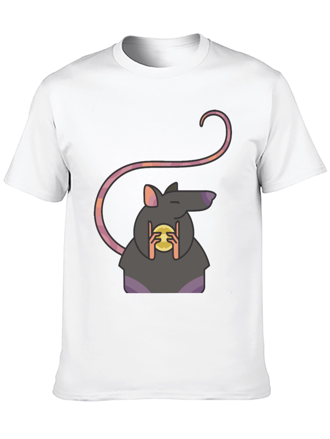 Rat Holding Cheese Graphic Tee - Black Casual Shirt