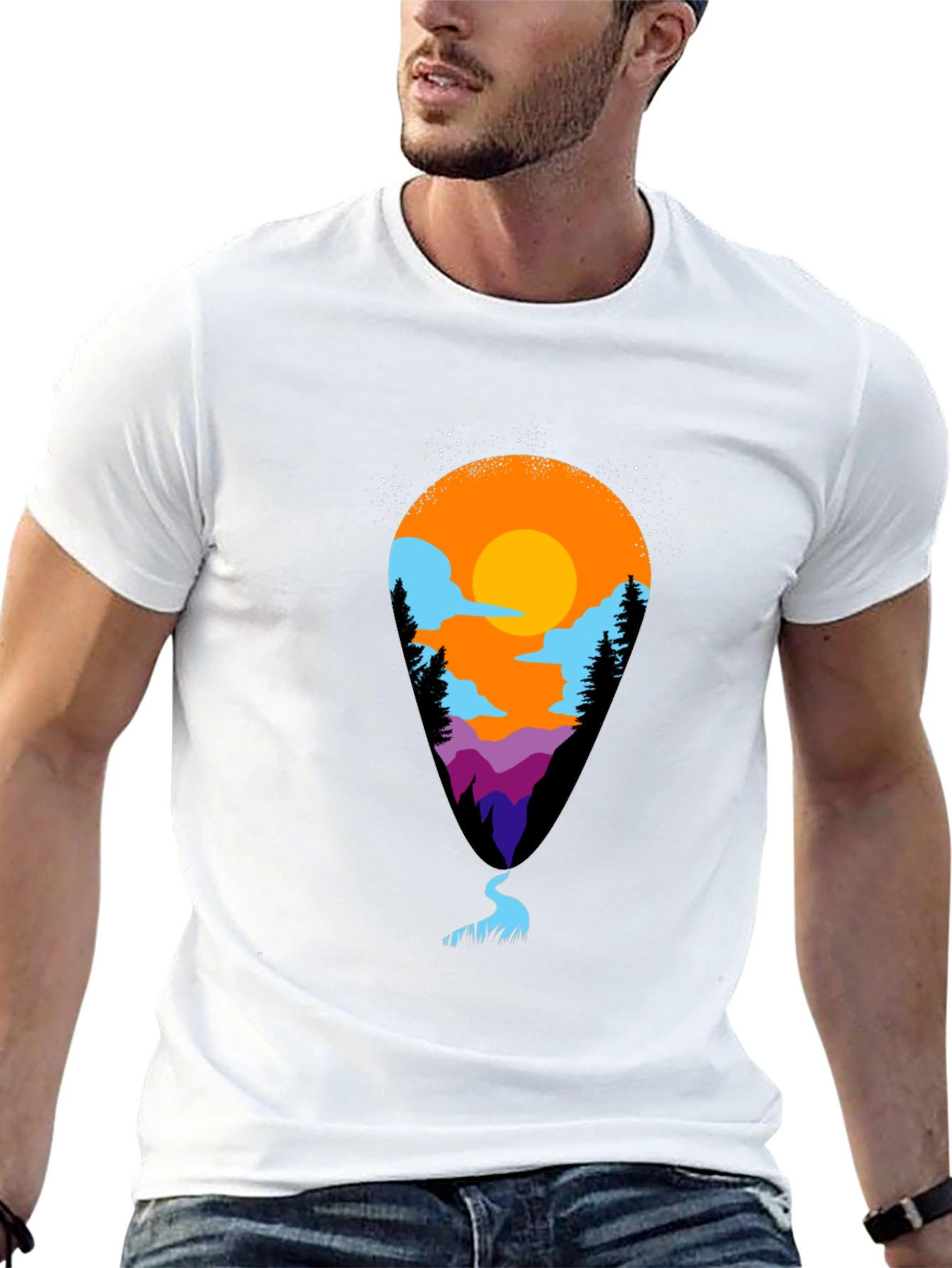 Mountain Vista Tee - Black Artistic Graphic