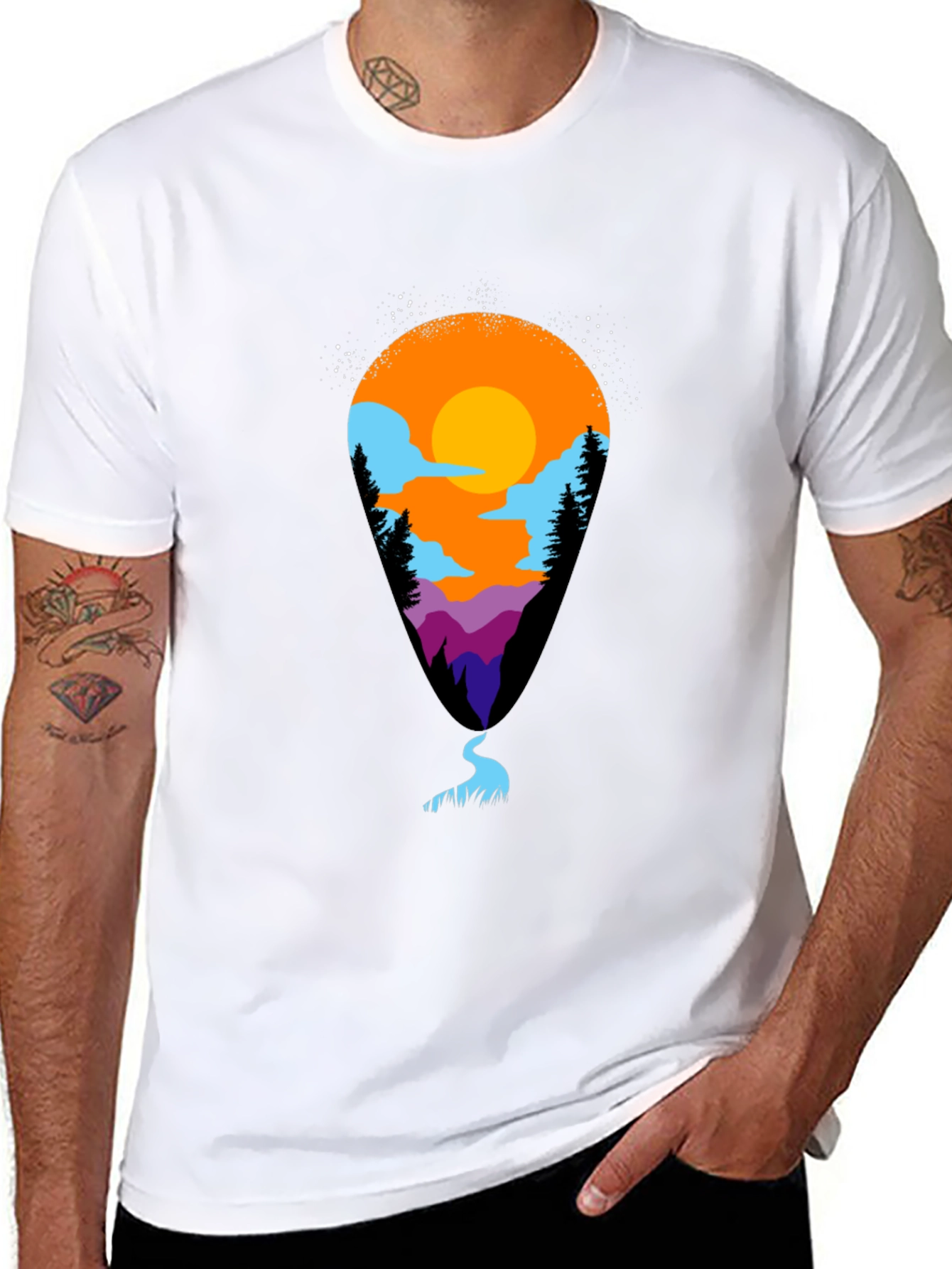 Mountain Vista Tee - Black Artistic Graphic
