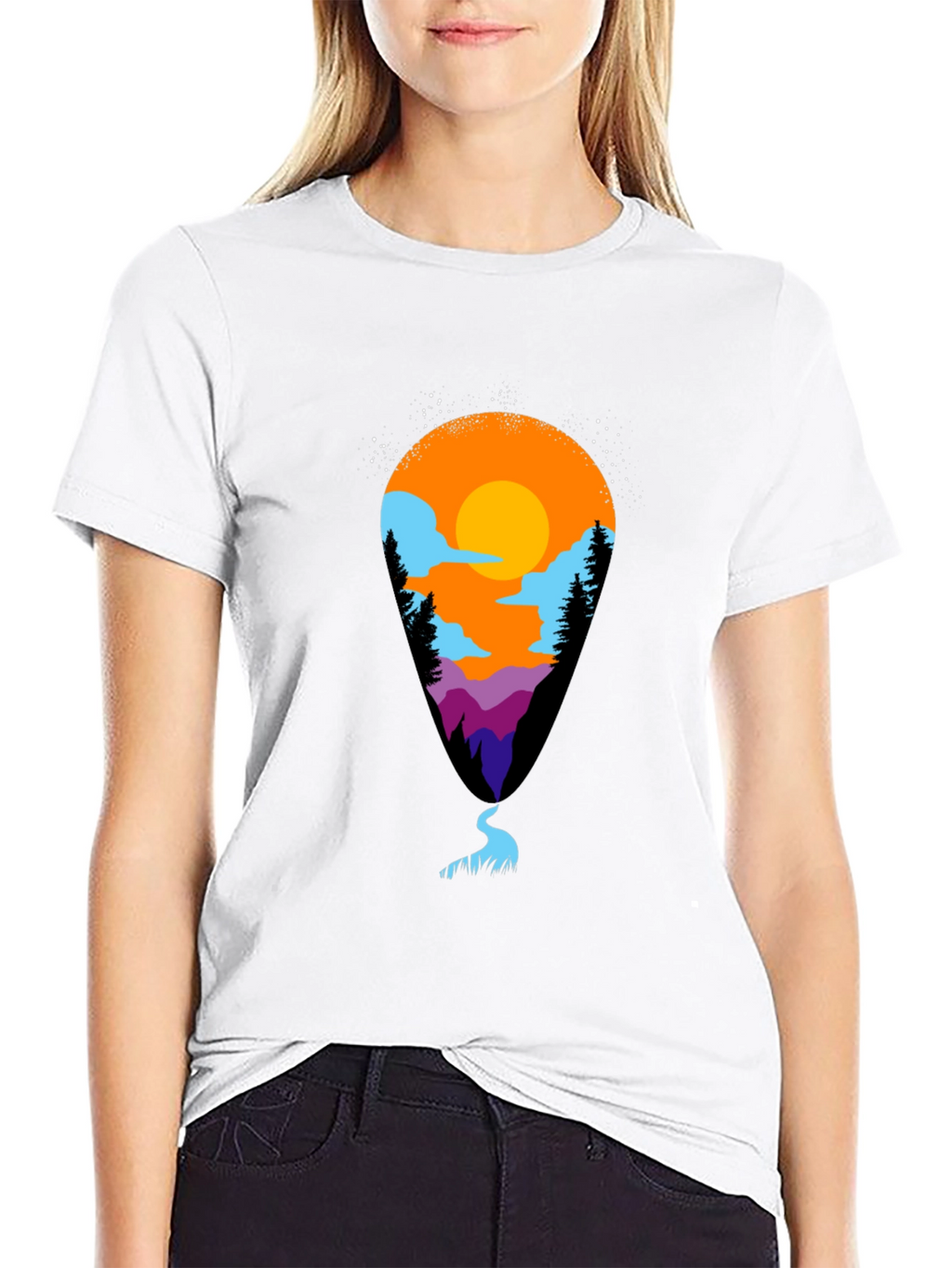 Mountain Vista Tee - Black Artistic Graphic