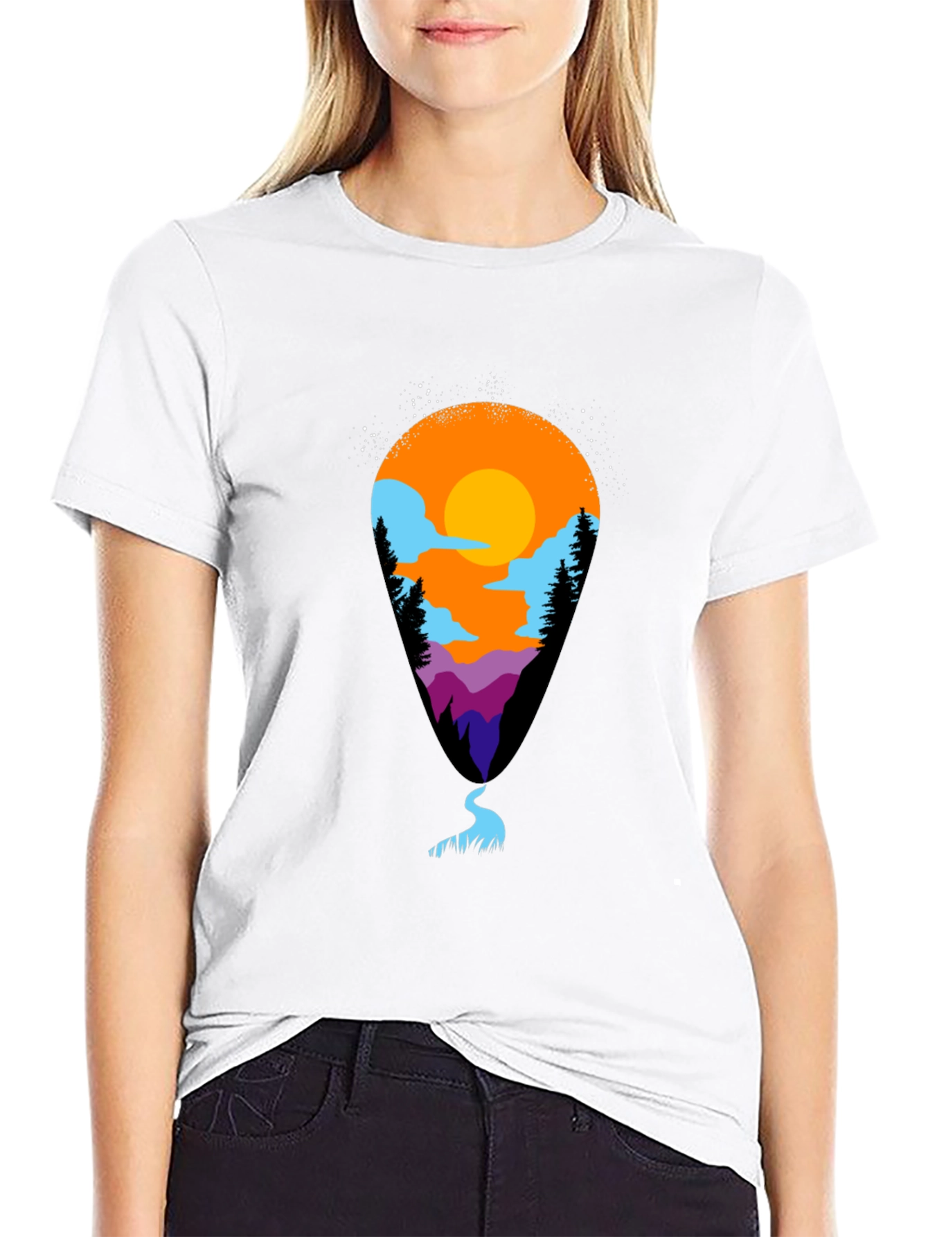 Mountain Vista Tee - Black Artistic Graphic