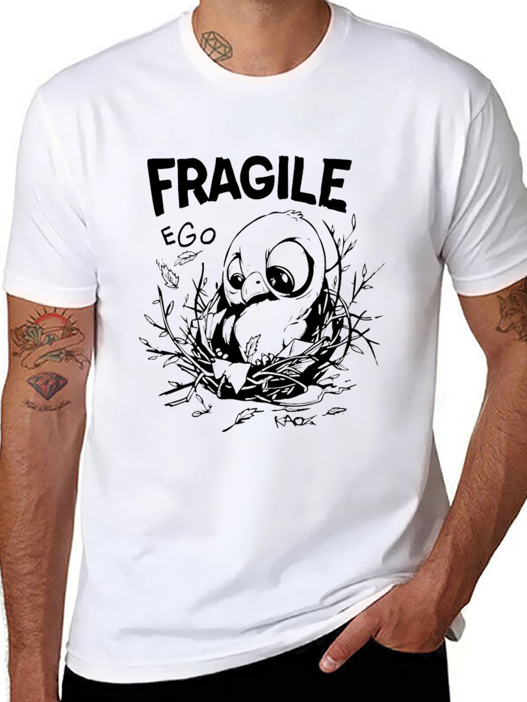 Fragile Ego Graphic Print Black T-Shirt