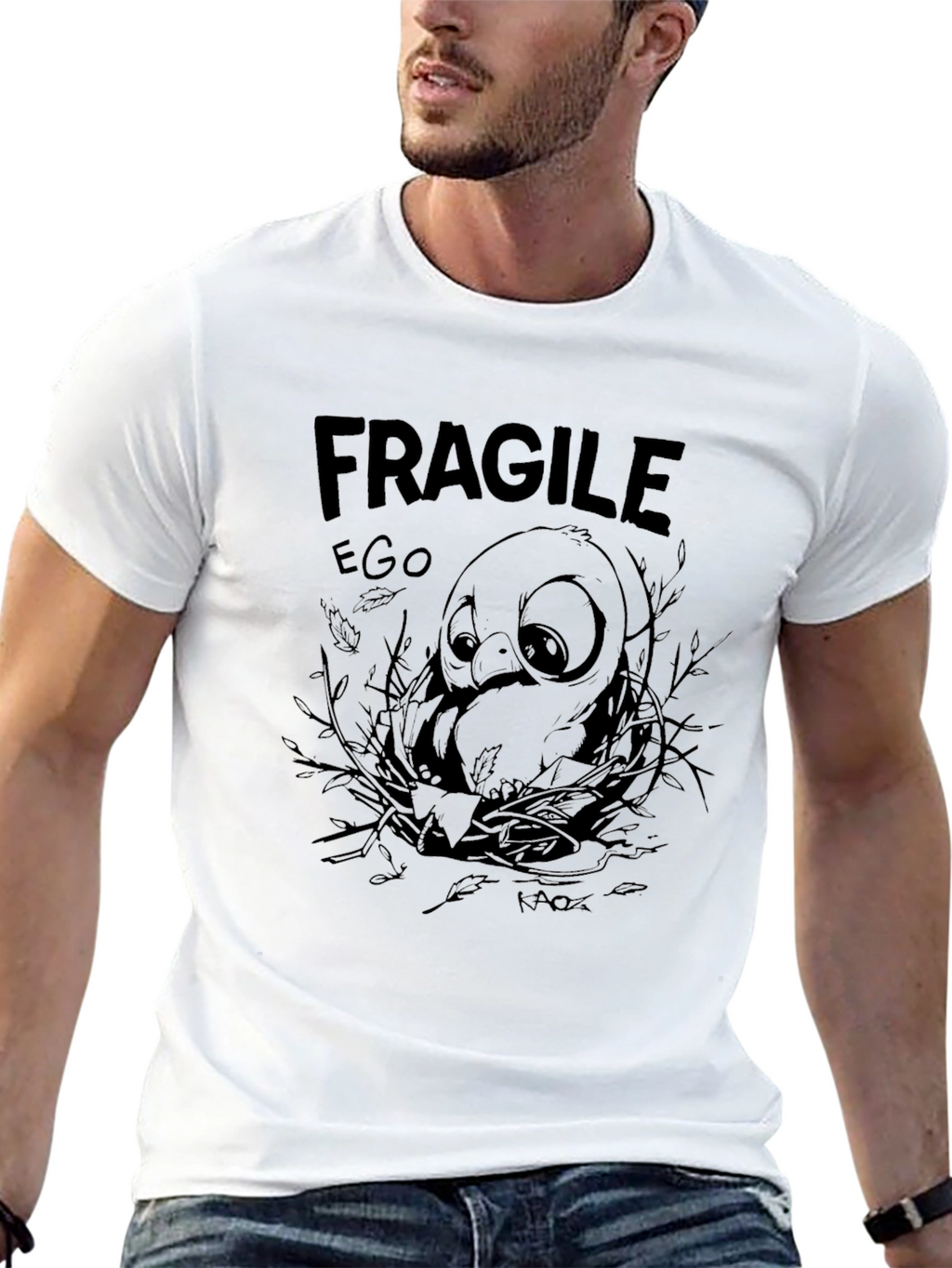 Fragile Ego Graphic Print Black T-Shirt