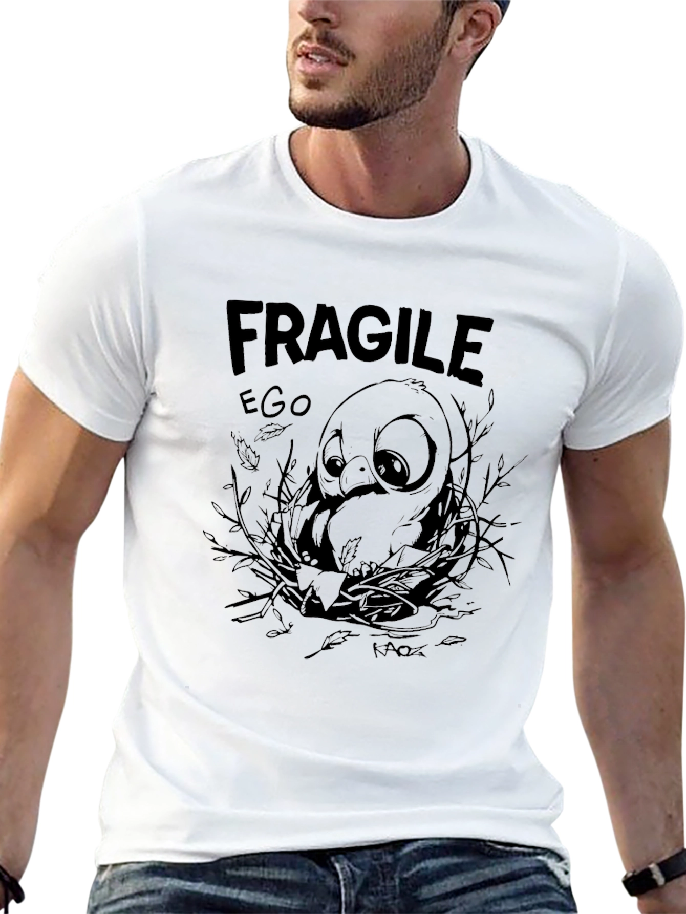 Fragile Ego Graphic Print Black T-Shirt