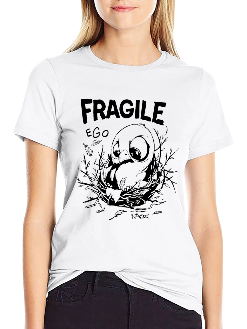 Fragile Ego Graphic Print Black T-Shirt