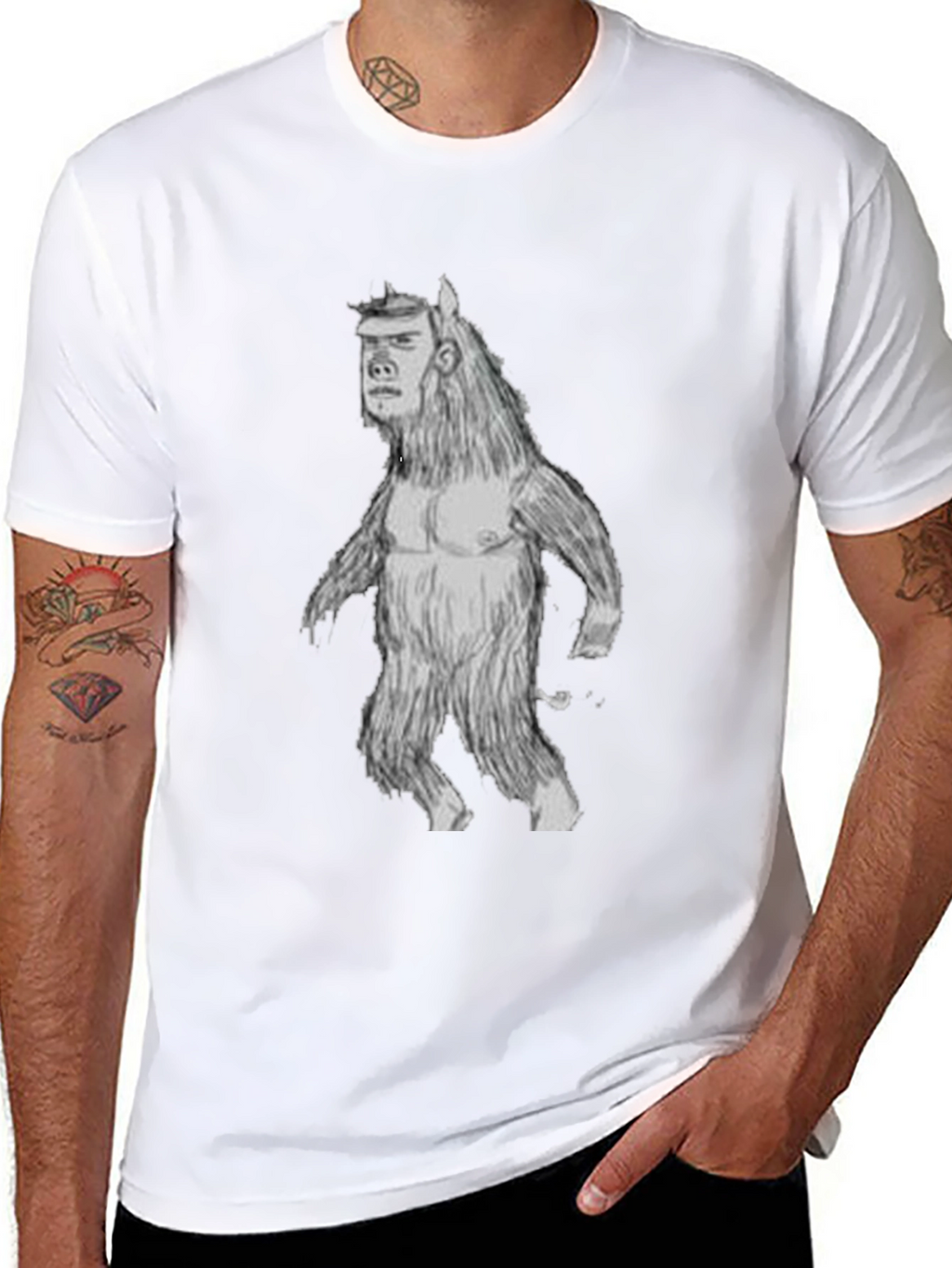 Funny Man-Beast Graphic T-Shirt