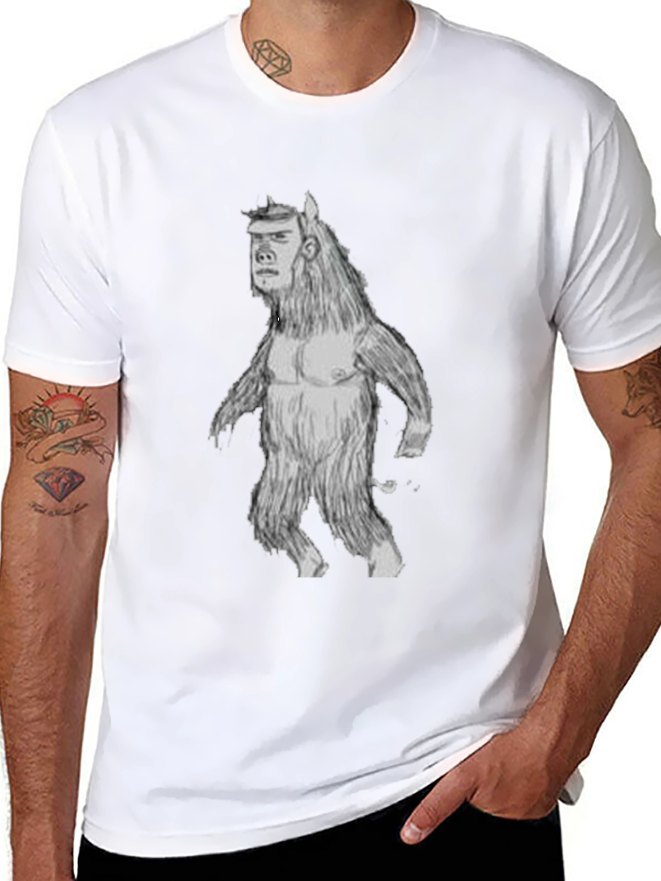 Funny Man-Beast Graphic T-Shirt