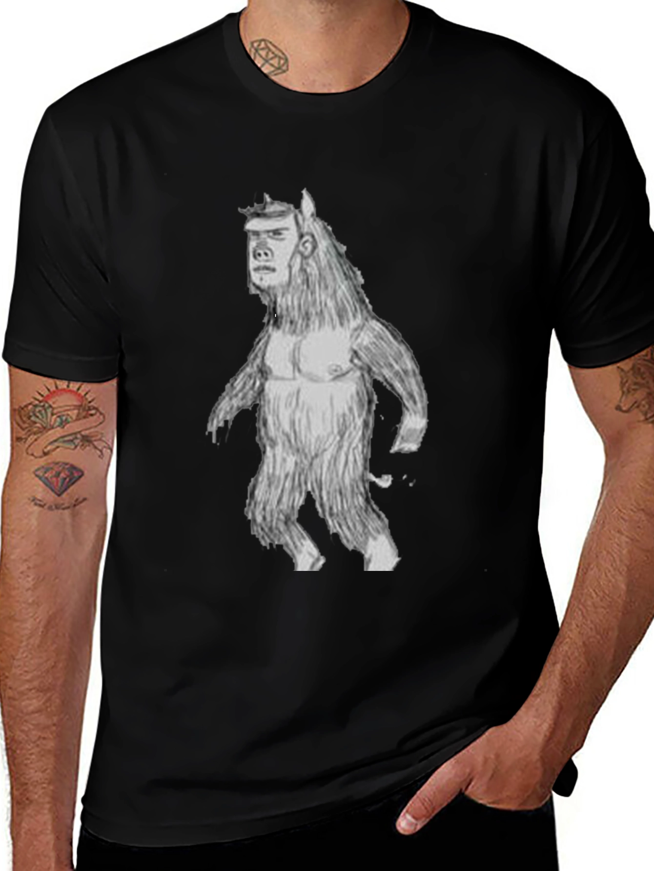 Funny Man-Beast Graphic T-Shirt
