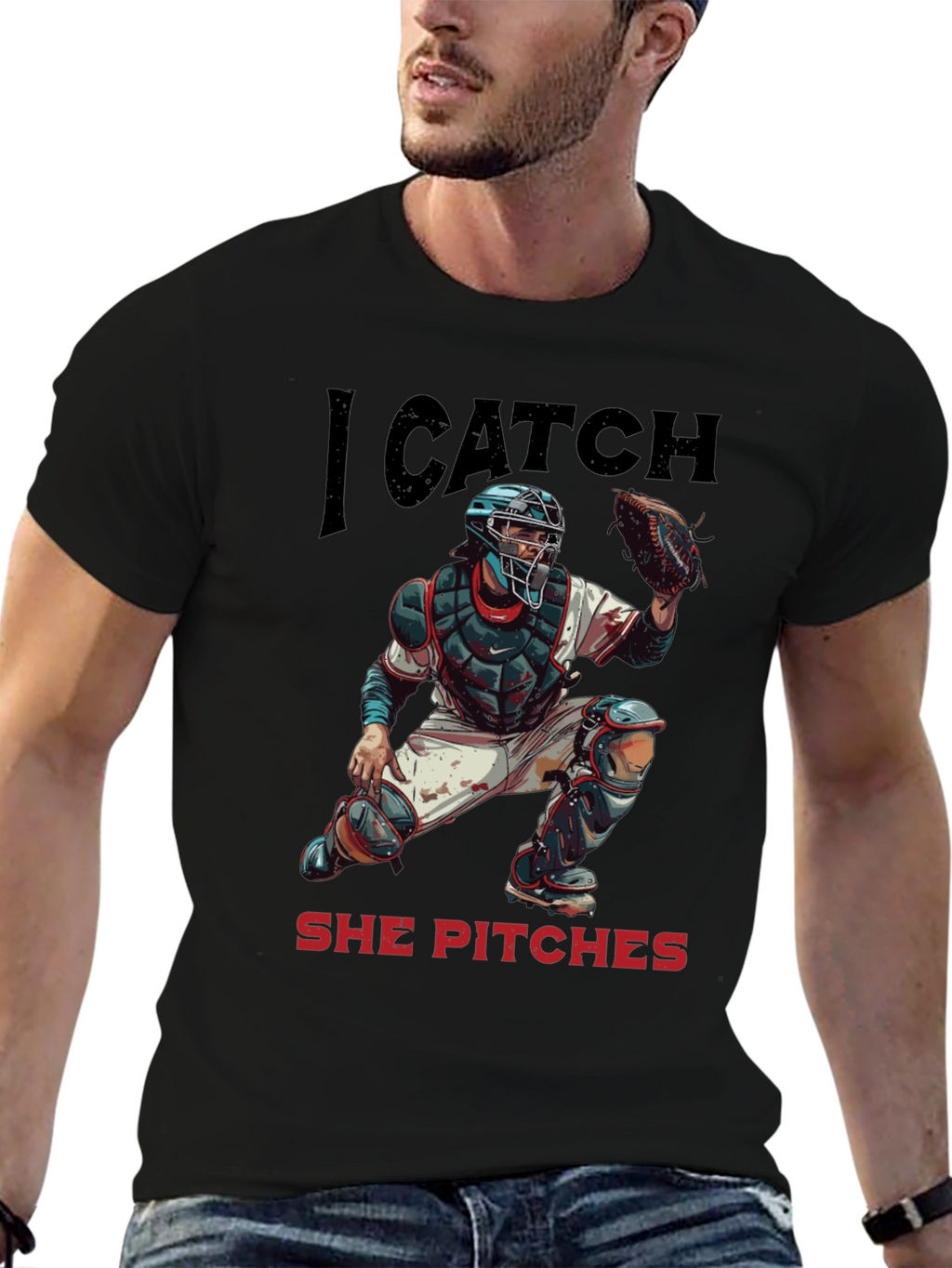 I Catch She Pitches Baseball T-Shirt