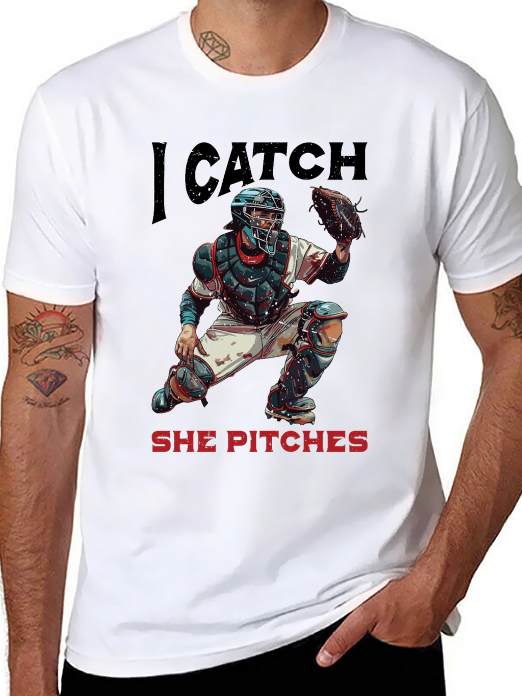 I Catch She Pitches Baseball T-Shirt