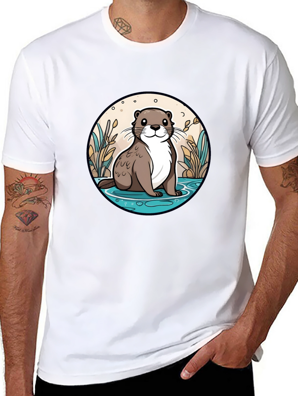 Otter Graphic Tee - Black Cotton Blend Casual Wear