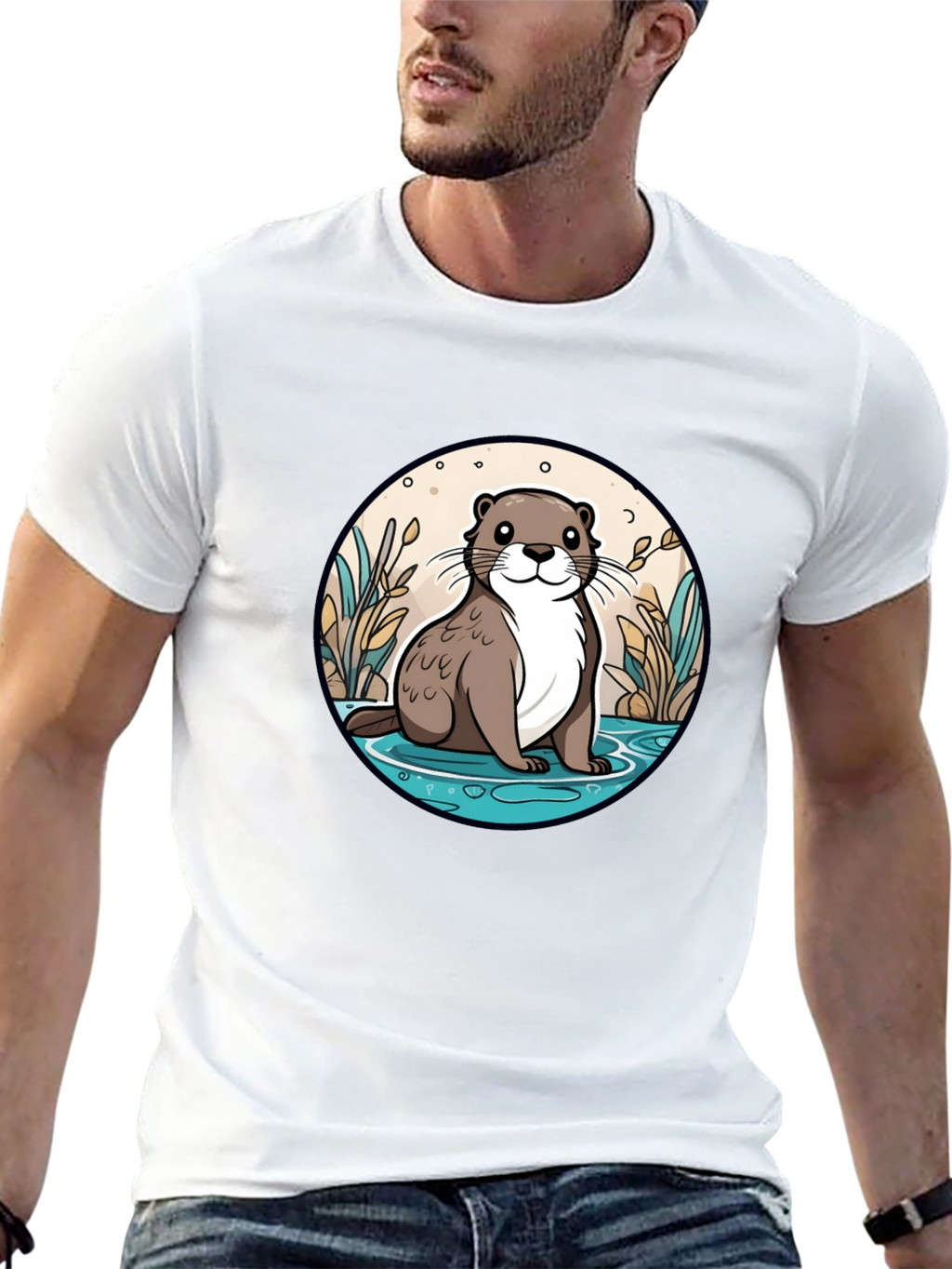 Otter Graphic Tee - Black Cotton Blend Casual Wear