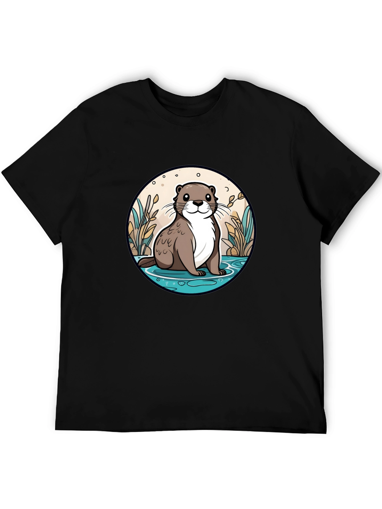 Otter Graphic Tee - Black Cotton Blend Casual Wear