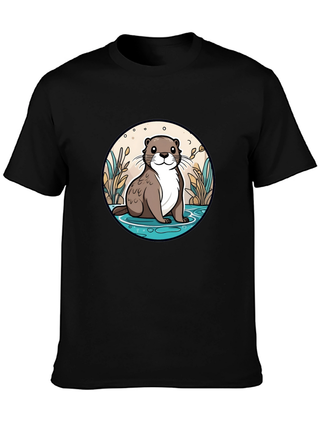 Otter Graphic Tee - Black Cotton Blend Casual Wear