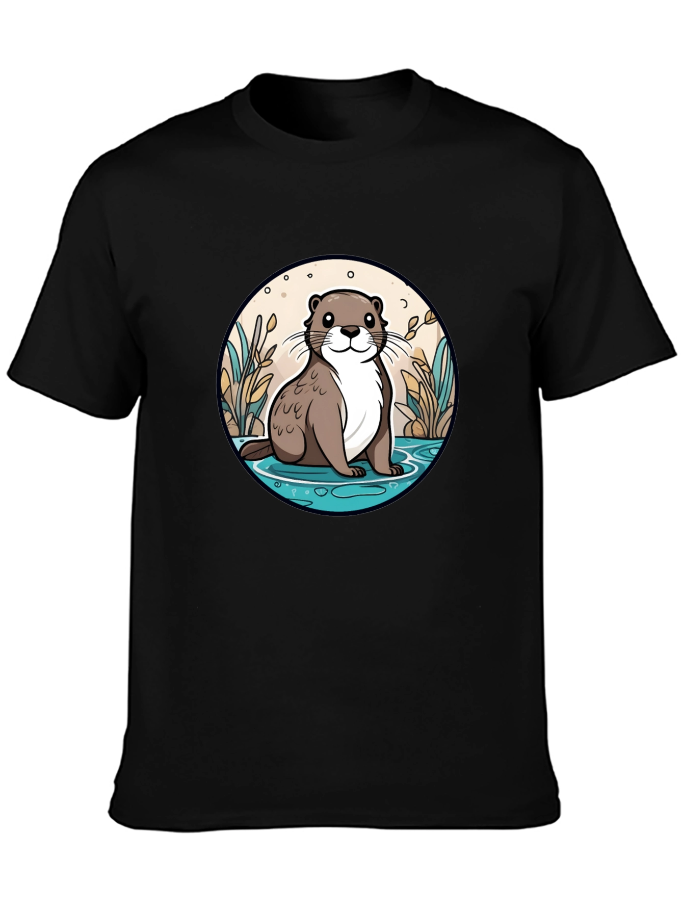 Otter Graphic Tee - Black Cotton Blend Casual Wear