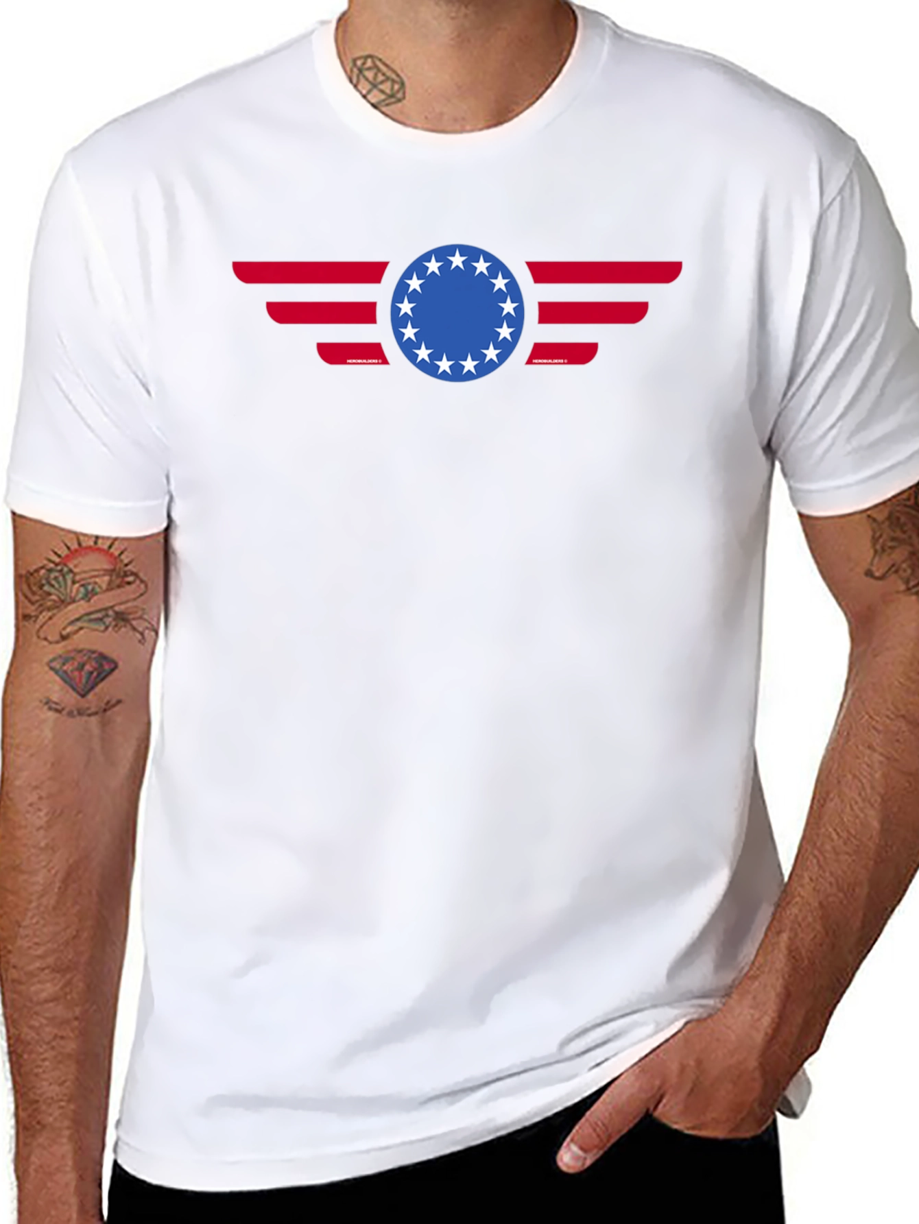 Patriotic Betsy Ross 13 Stars American Flag Graphic T-Shirt