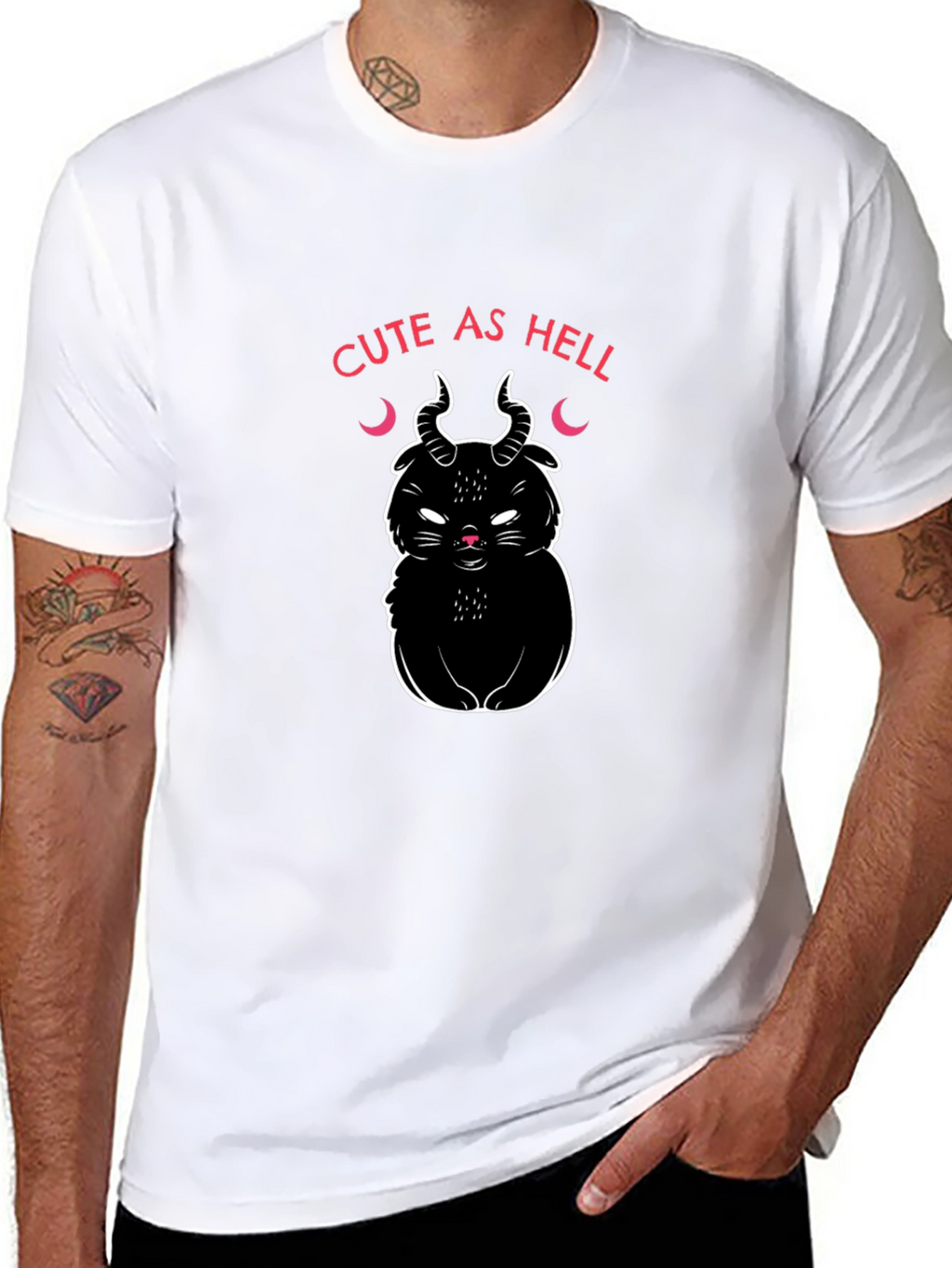 Cute As Hell Devil Cat Graphic T-Shirt