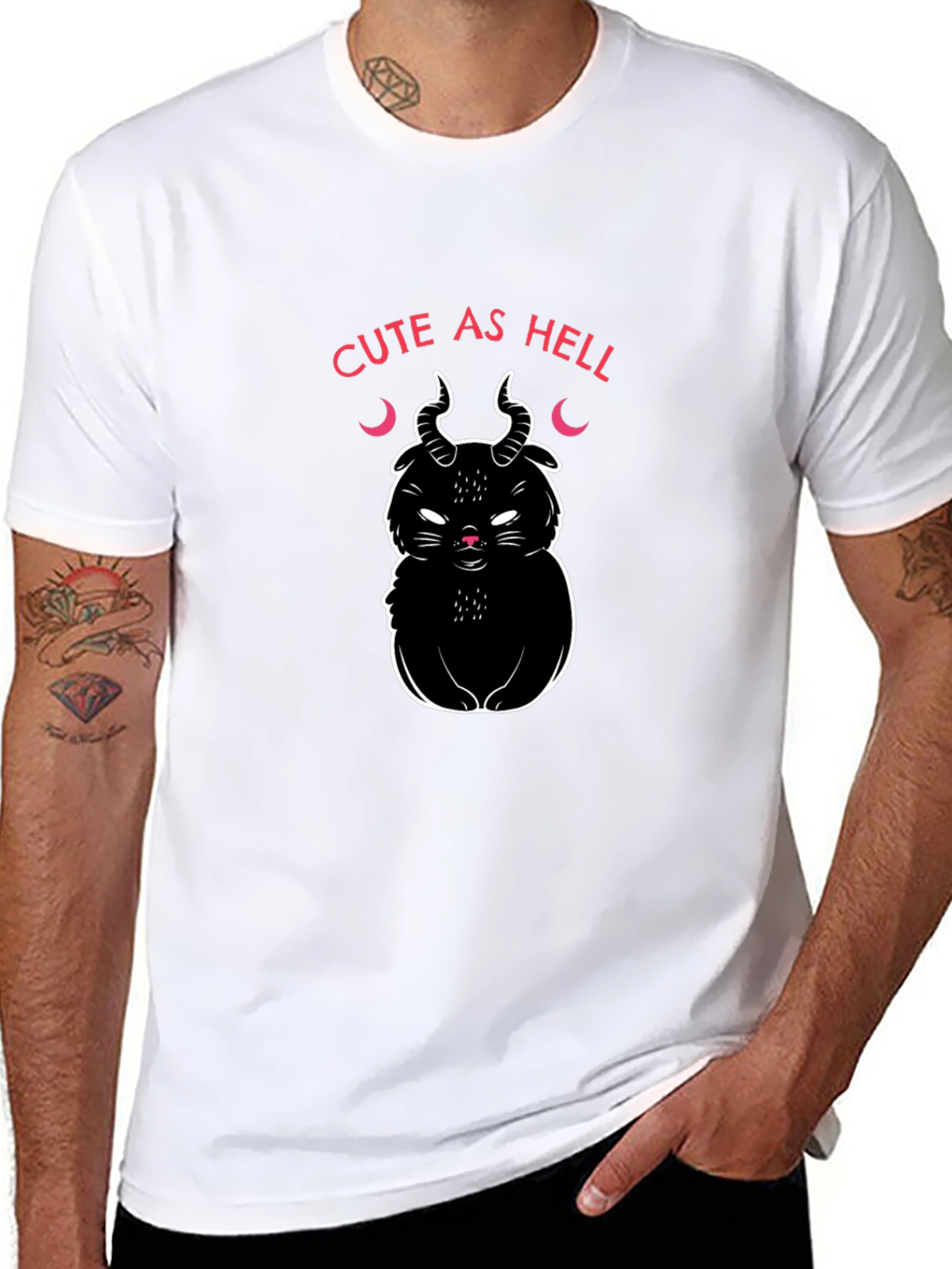 Cute As Hell Devil Cat Graphic T-Shirt