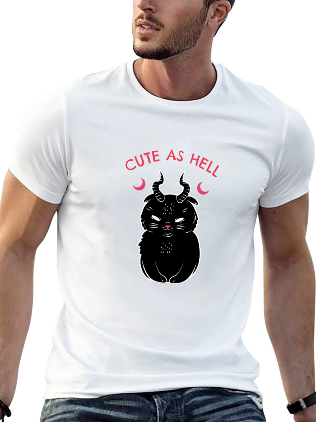 Cute As Hell Devil Cat Graphic T-Shirt