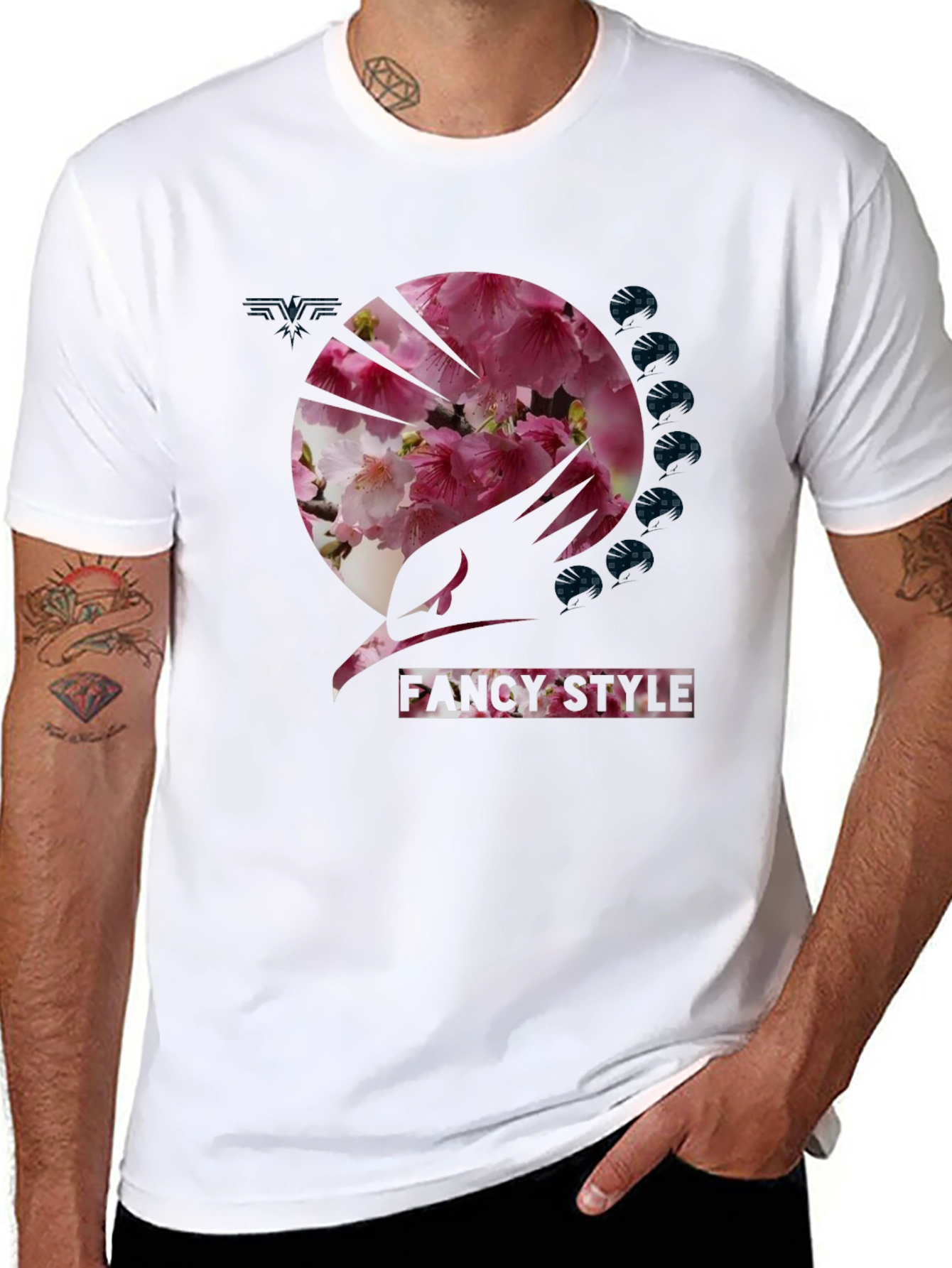 Fancy Style Floral Graphic Tee - Black