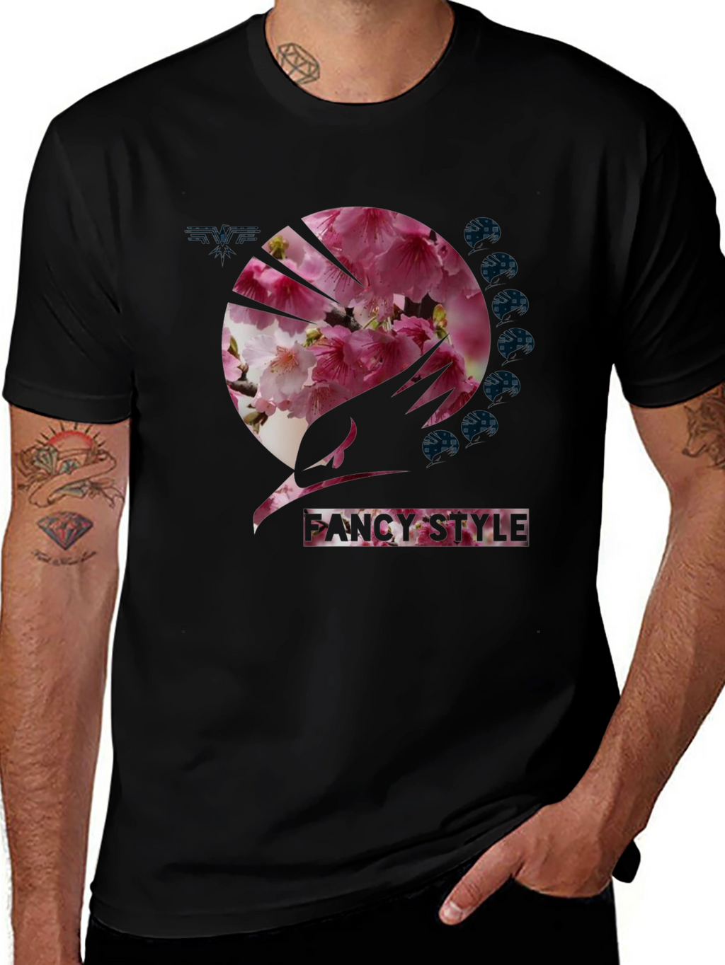 Fancy Style Floral Graphic Tee - Black