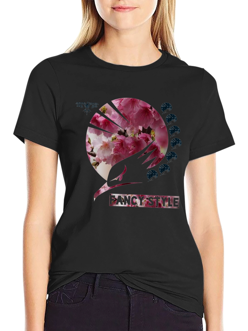Fancy Style Floral Graphic Tee - Black