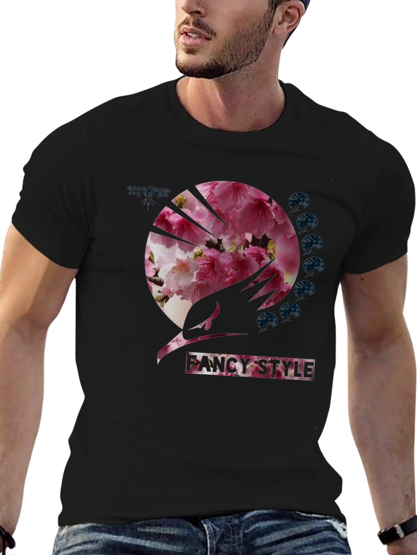 Fancy Style Floral Graphic Tee - Black