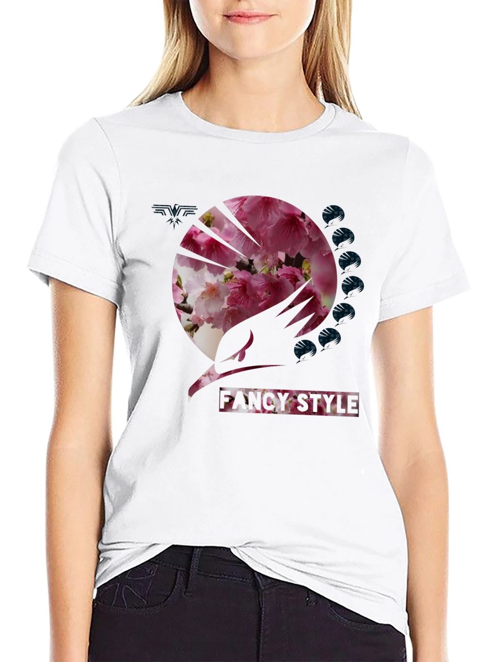 Fancy Style Floral Graphic Tee - Black