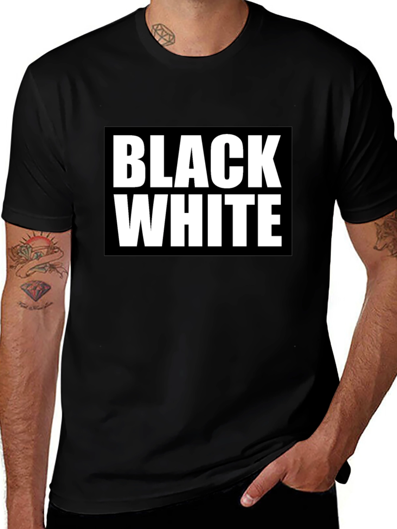 Black & White Graphic Tee - Bold Contrast Design